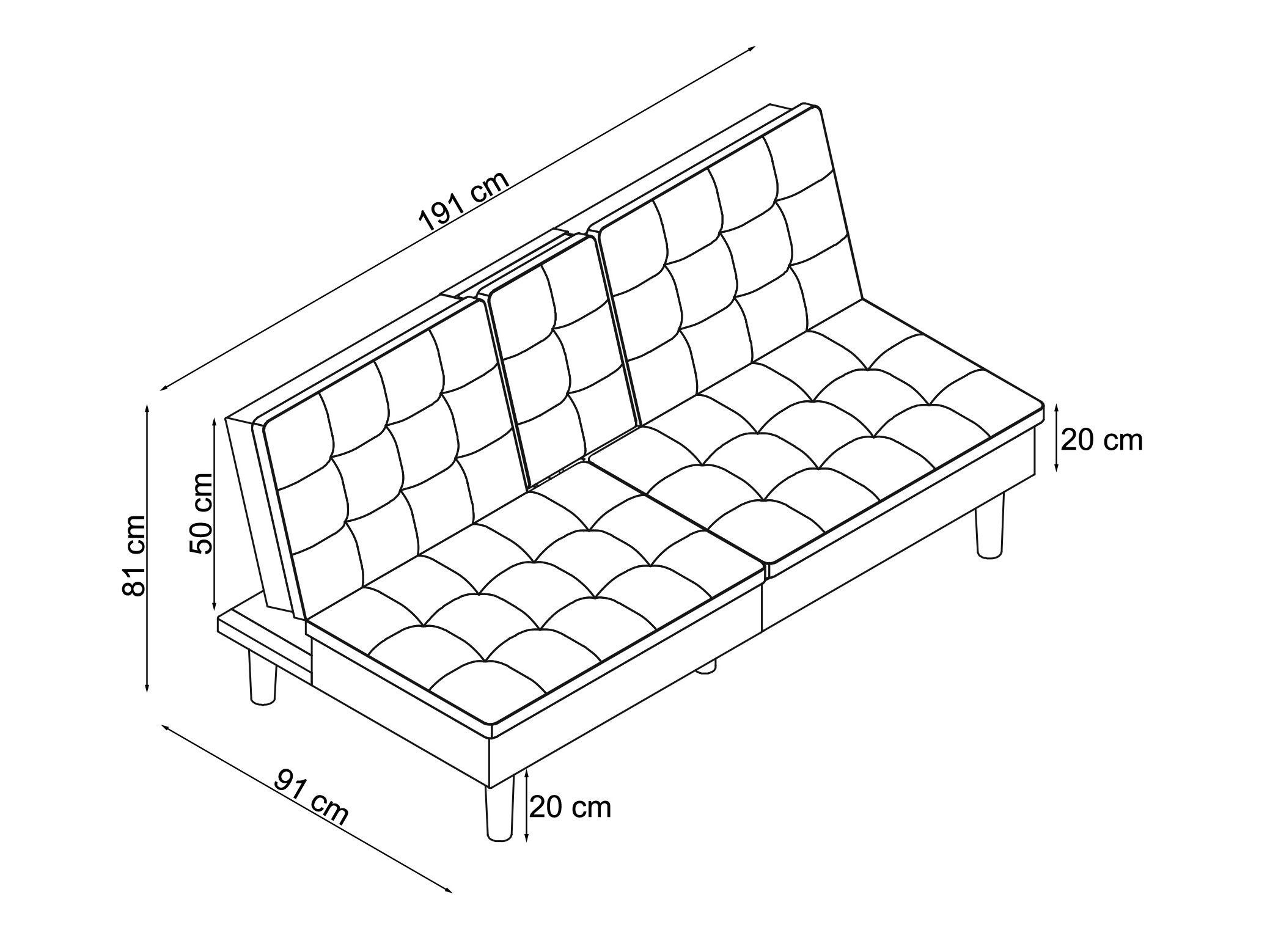 Canapea extensibilă Tulsa 683 (Gri)