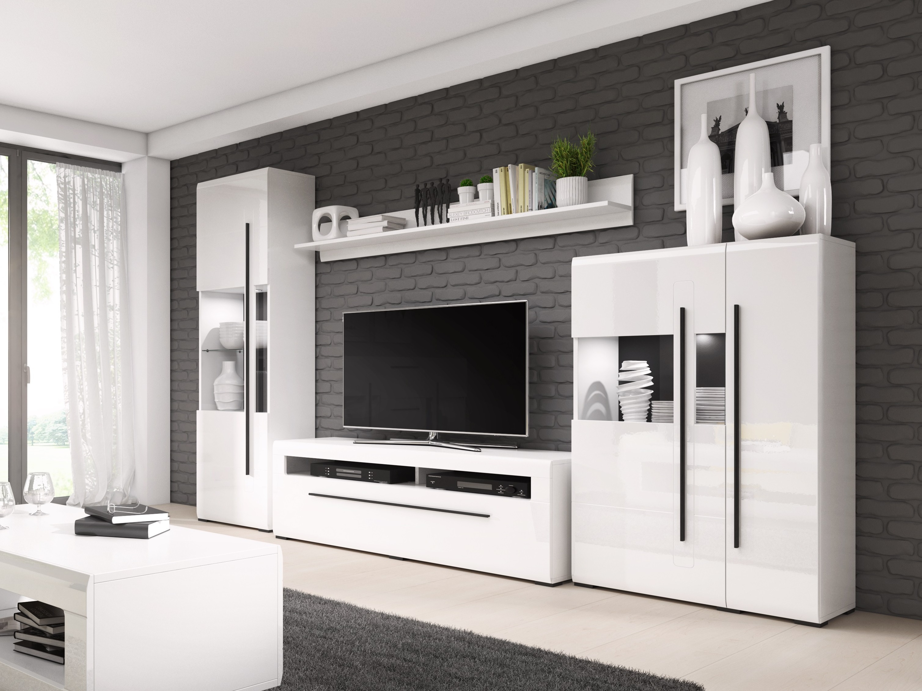 Raft de perete Ophsalu 101 (Alb + Alb lucios)