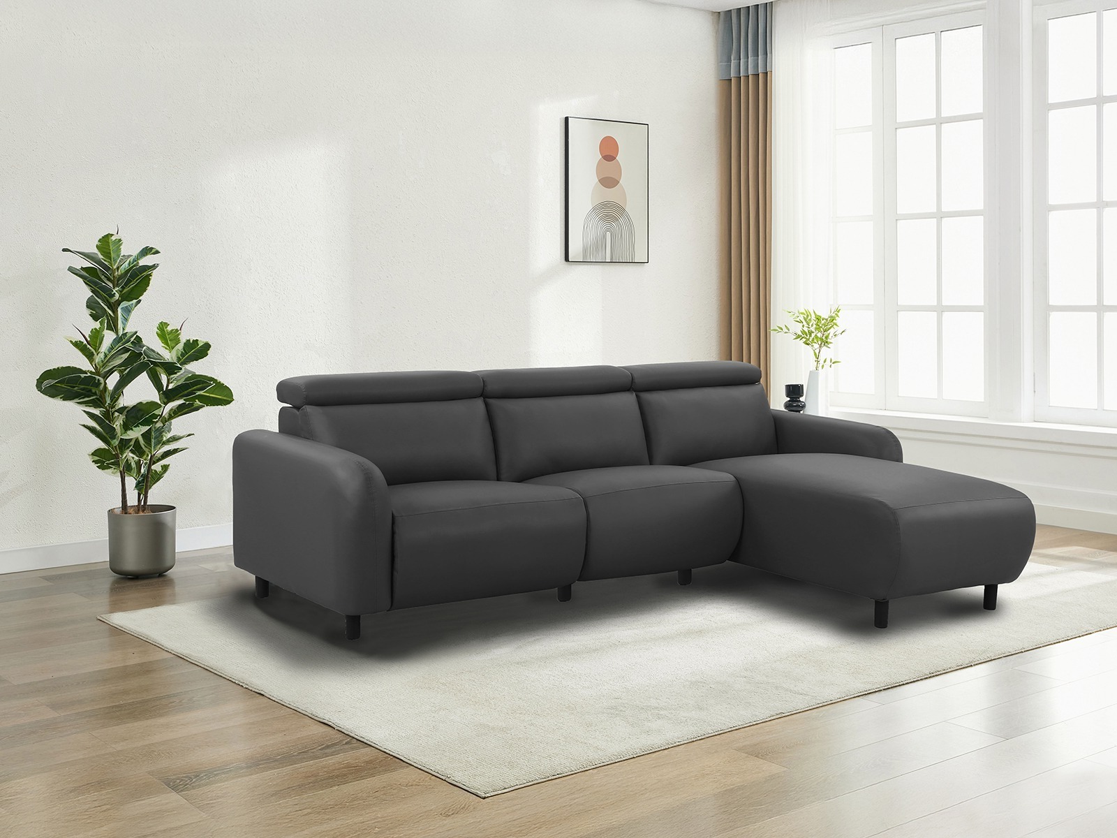 Colțar cu recliner Denton 1509 (Gri inchis)