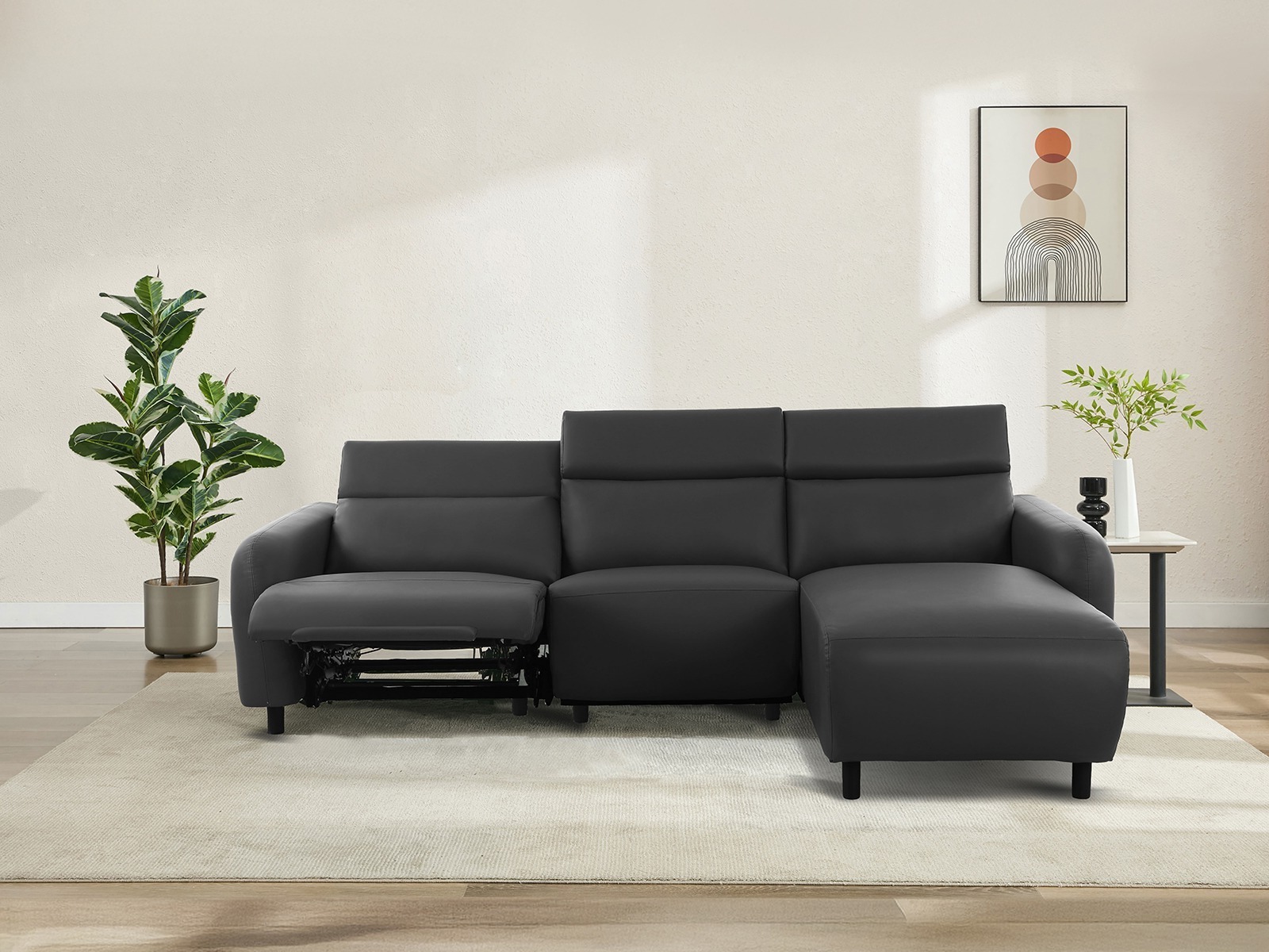 Colțar cu recliner Denton 1509 (Gri inchis)