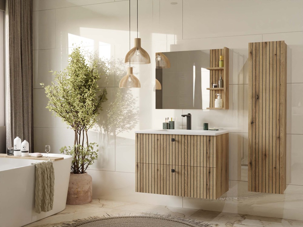 Cabinet atârnat pentru baie Mandeville 315 (Stejar)
