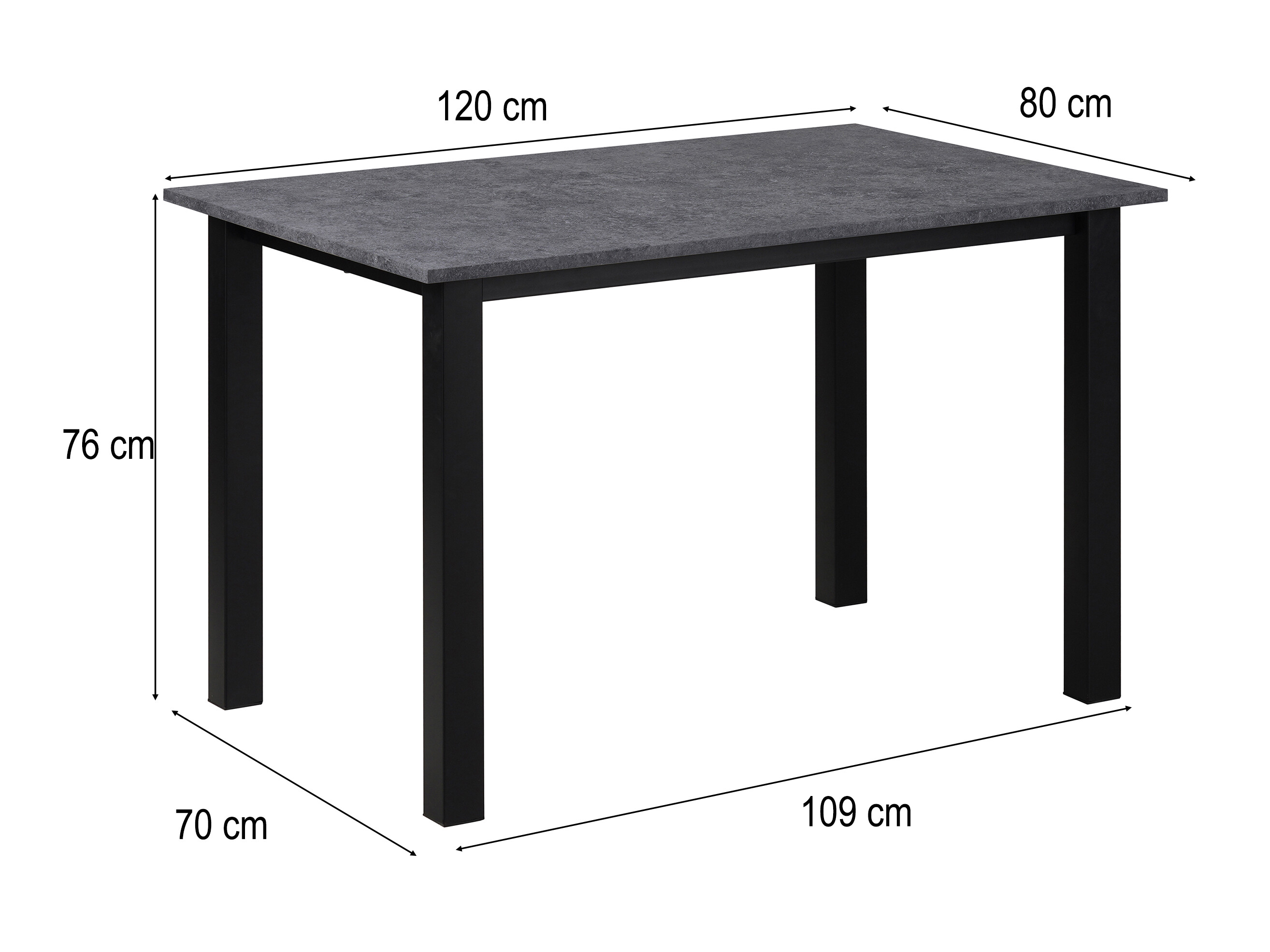 Masă Denton 1548 (Negru + Beton)