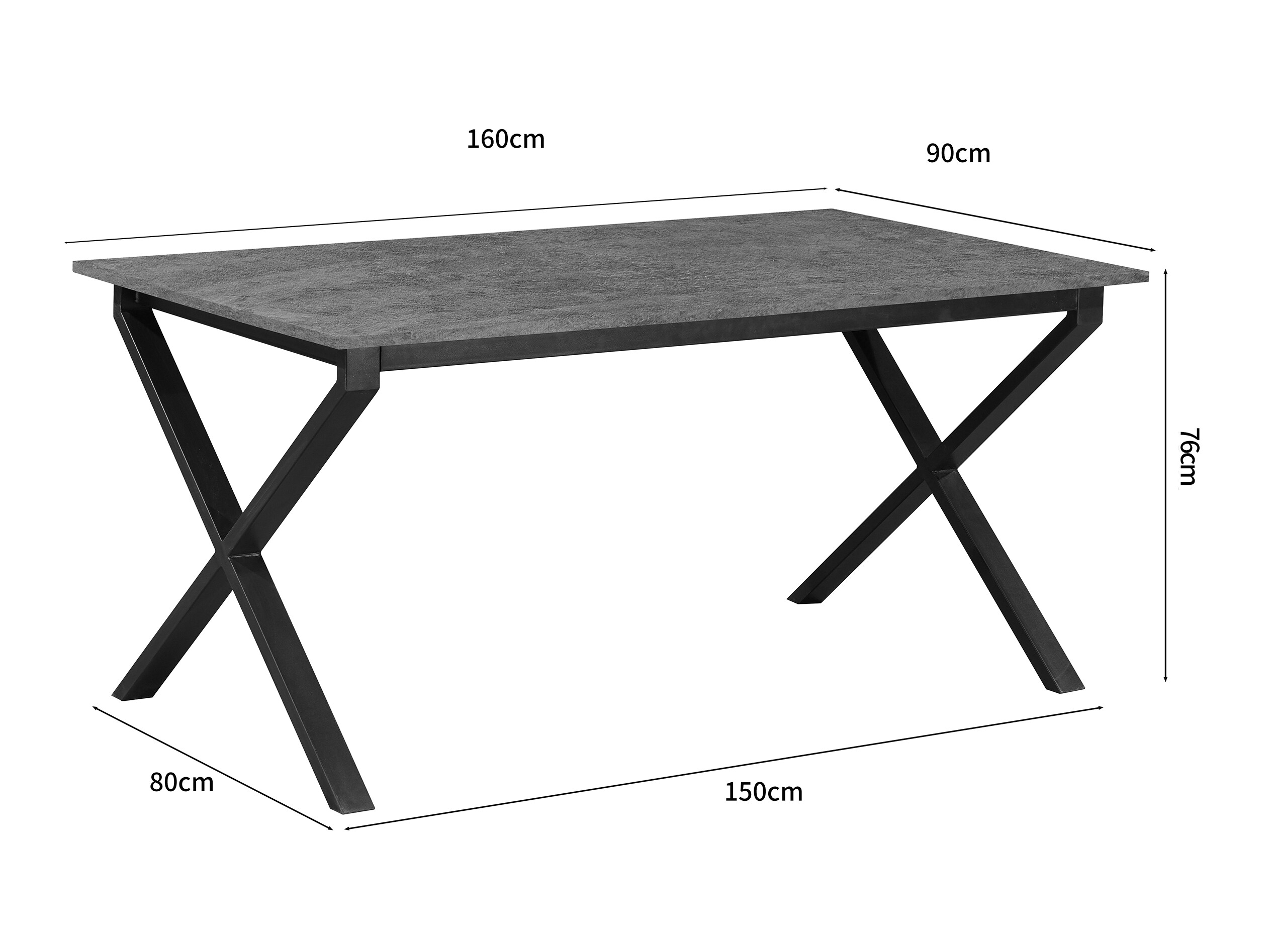 Masă Denton 1555 (Negru + Beton)