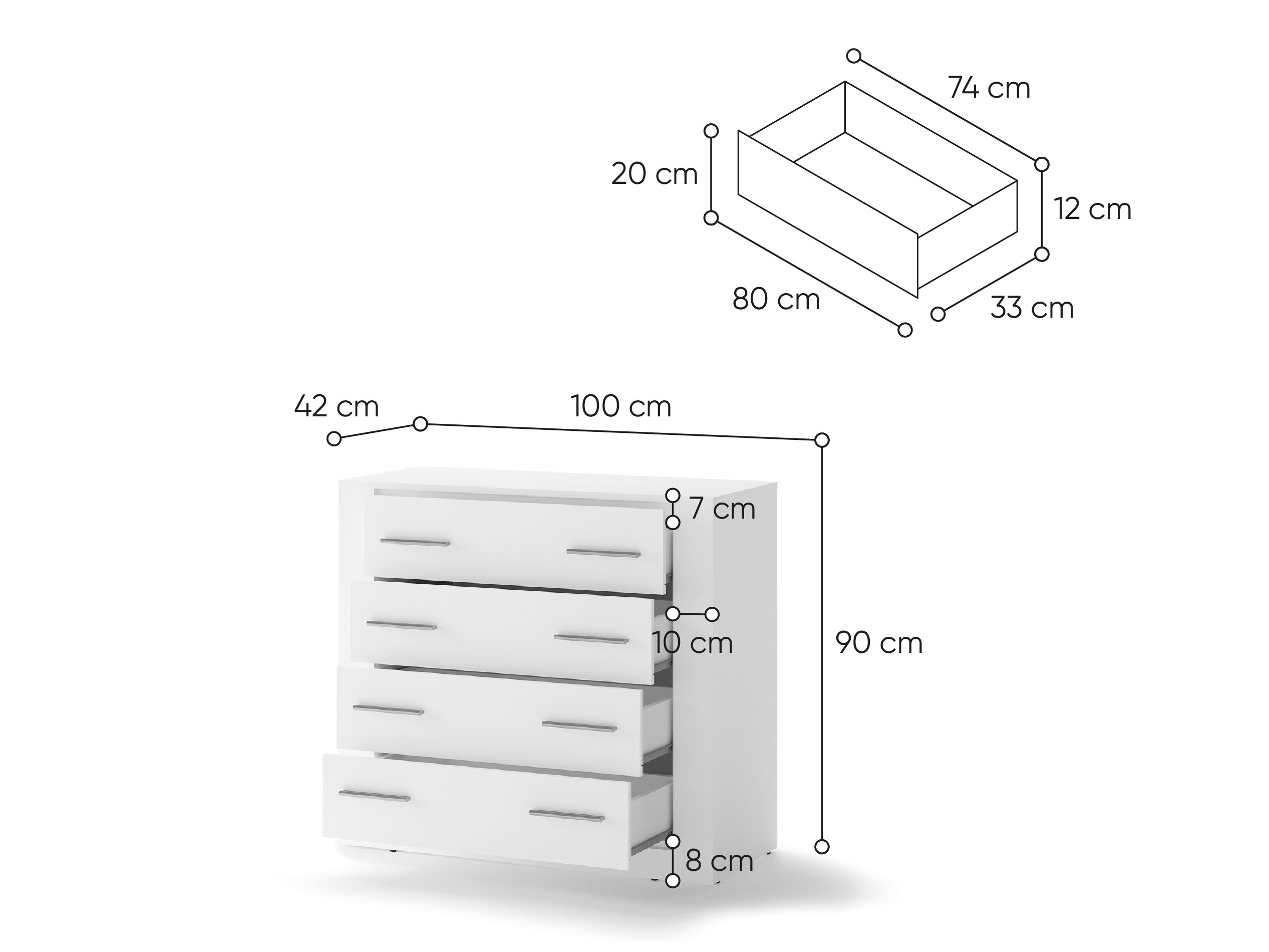 Comodă Cirdelu 110 (Alb)