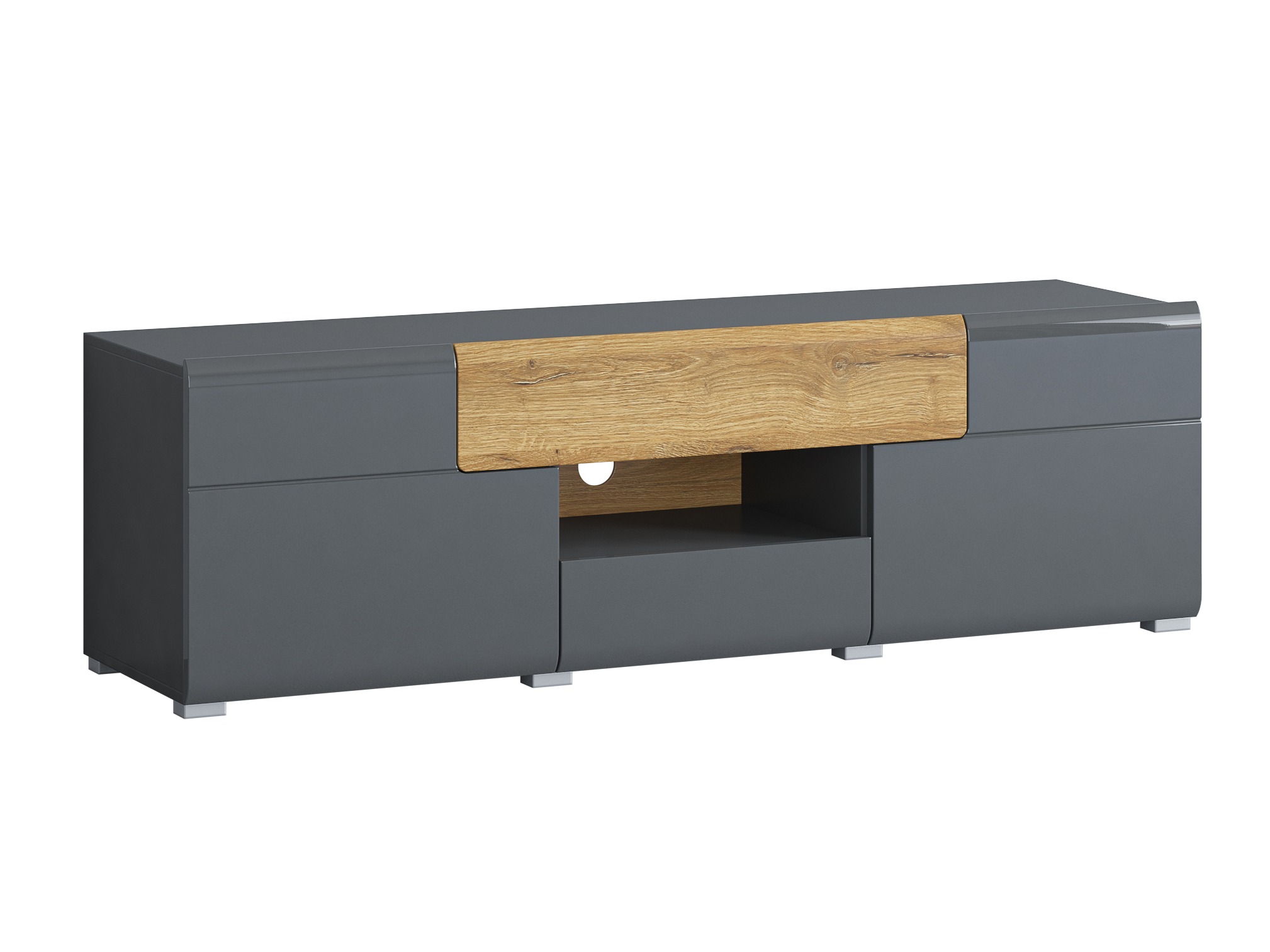 Comodă TV Torsone 101 (Antracit + Gloss antracit + Stejar Grandson)