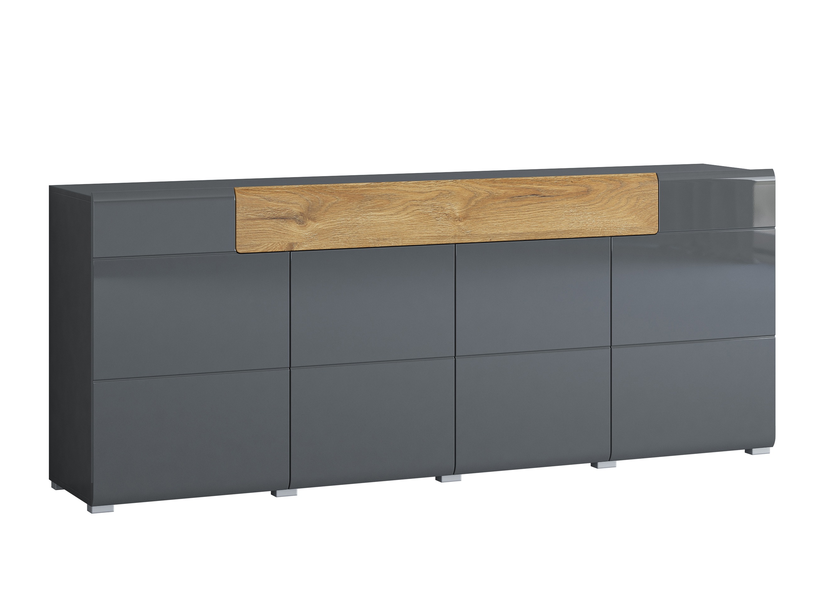 Comodă Torsone 102 (Antracit + Gloss antracit + Stejar Grandson)