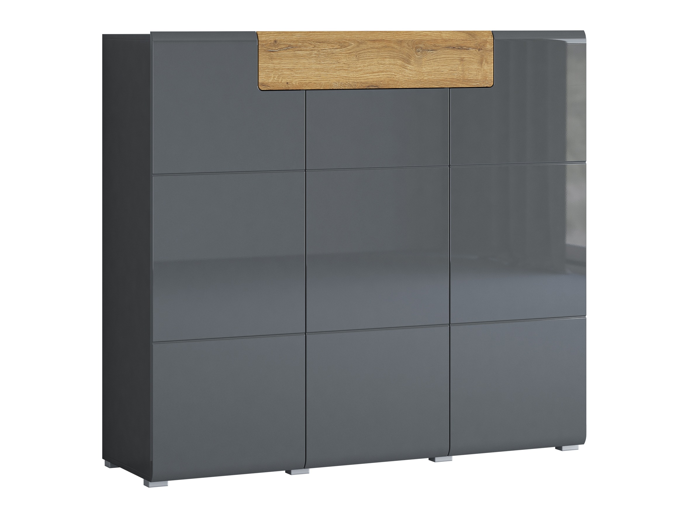 Comodă Torsone 112 (Antracit + Gloss antracit + Stejar Grandson)