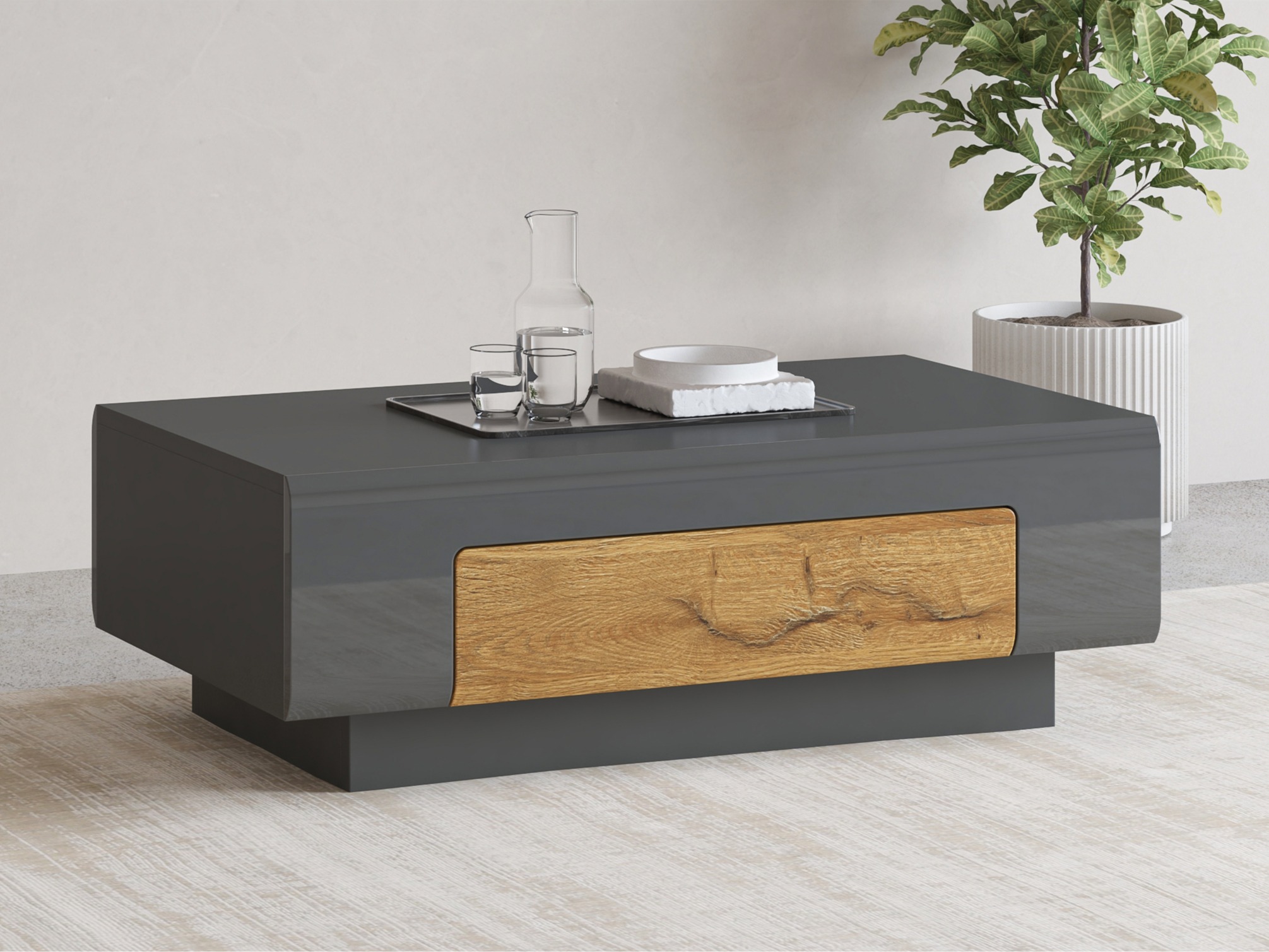 Măsuță de cafea Torsone 111 (Antracit + Gloss antracit + Stejar Grandson)