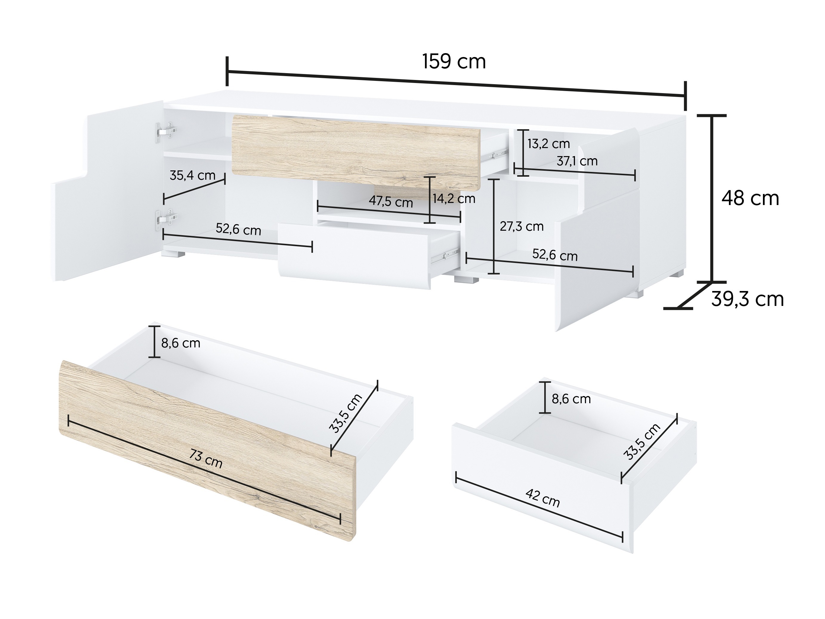 Set de living Torsone 104 (Alb + Alb lucios + Stejar San Remo)