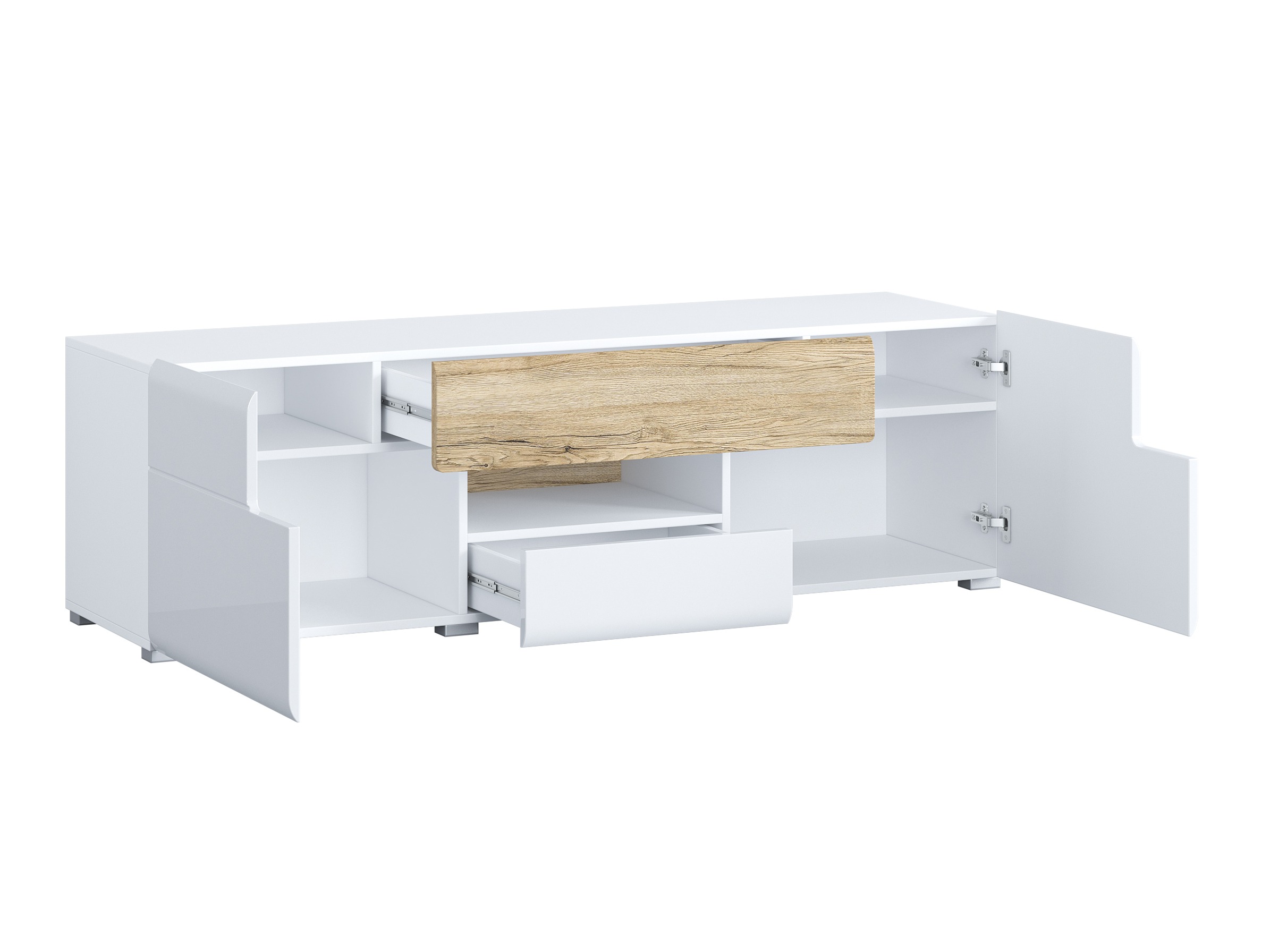 Set de living Torsone 104 (Alb + Alb lucios + Stejar San Remo)