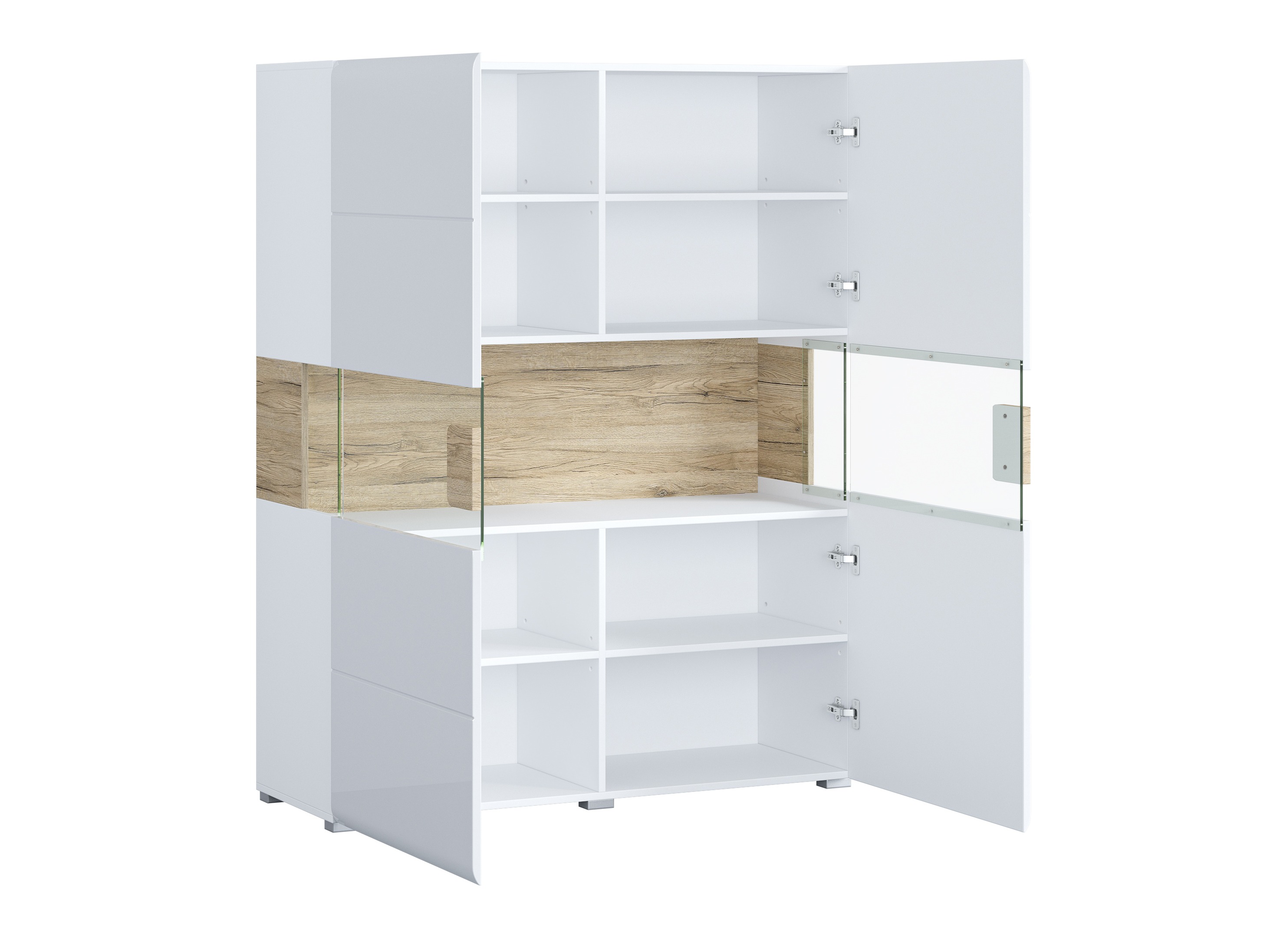 Set de living Torsone 104 (Alb + Alb lucios + Stejar San Remo)