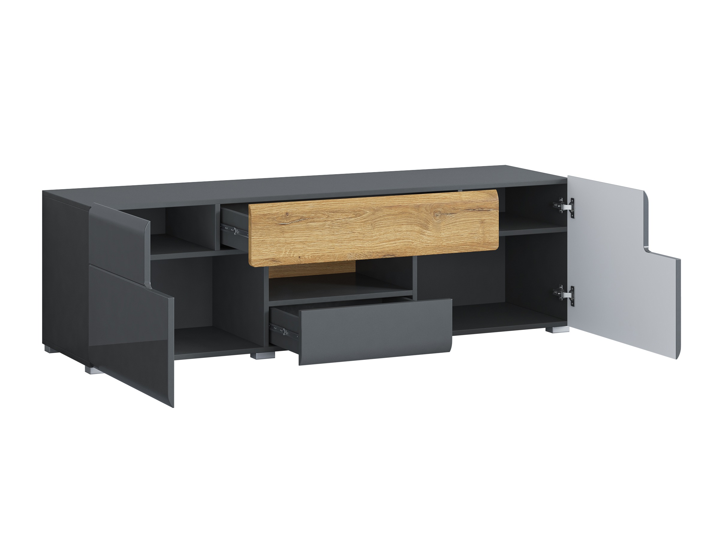 Set de living Torsone 104 (Antracit + Gloss antracit + Stejar Grandson)