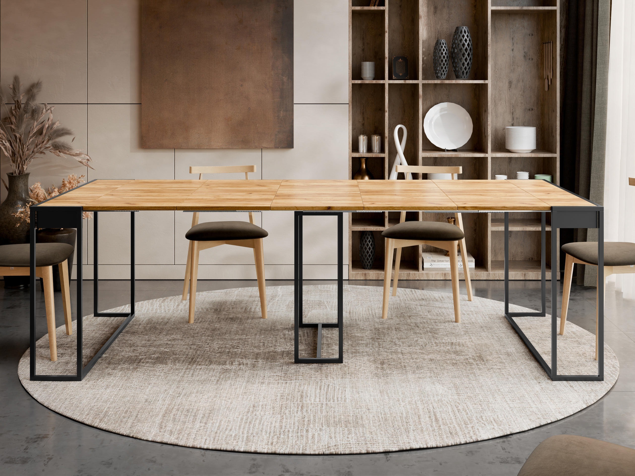 Masă pliantă Oswego 180 (Negru + Craft stejar)