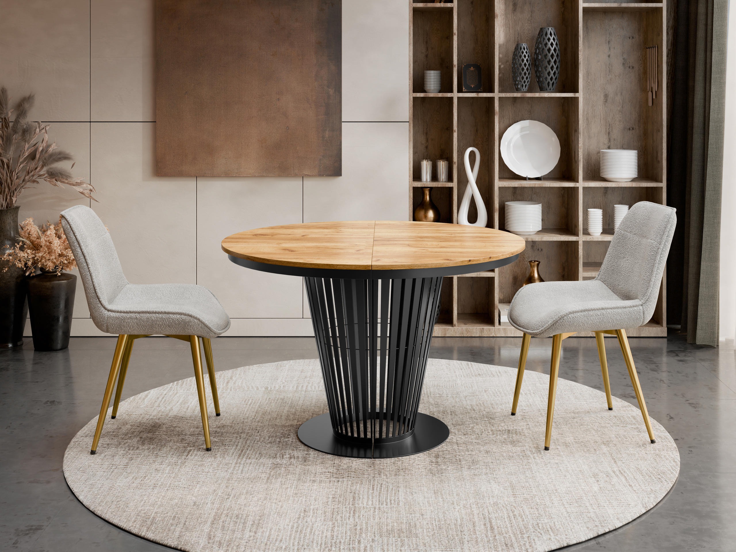 Masă pliantă Oswego 179 (Negru + Craft stejar)