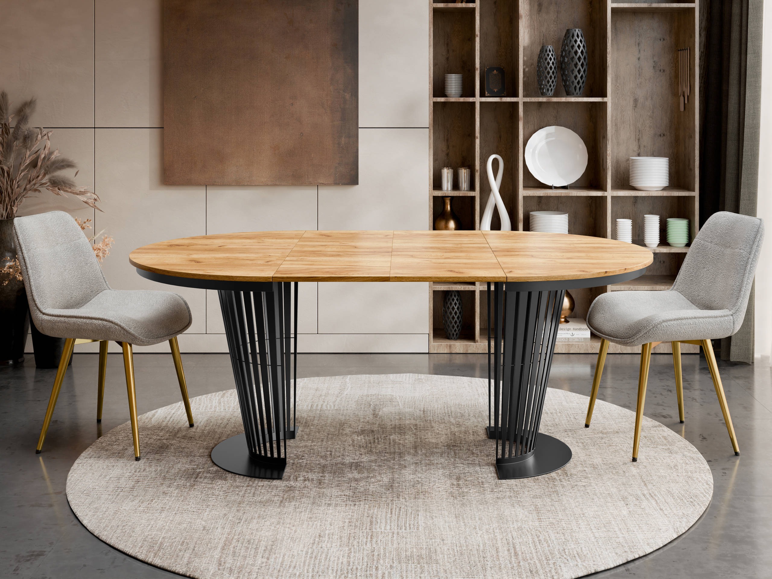 Masă pliantă Oswego 179 (Negru + Craft stejar)