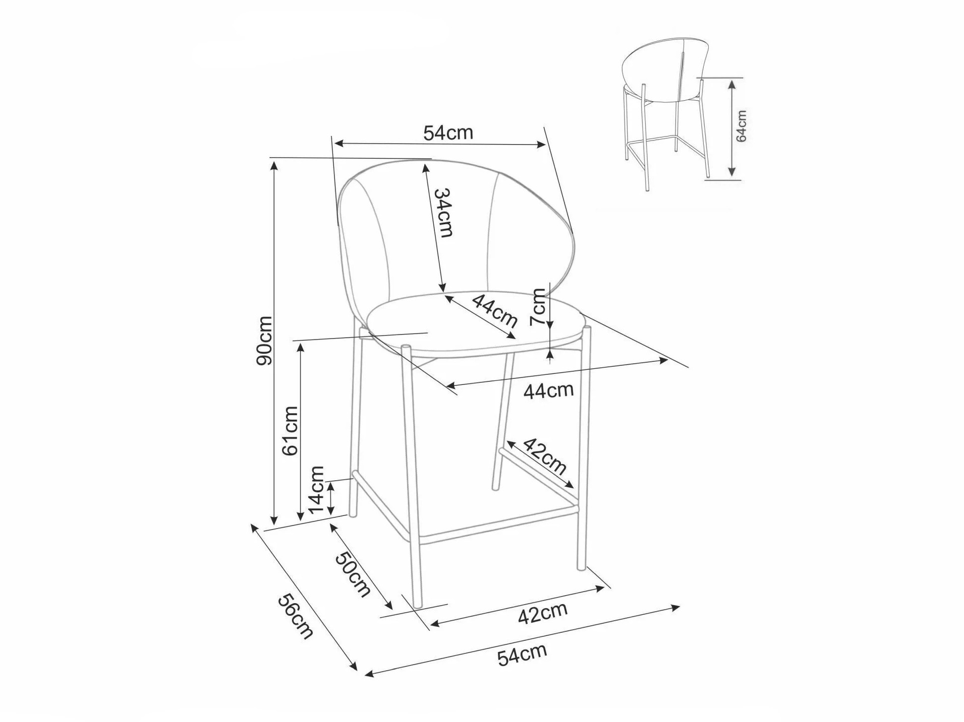 Scaun de bar Detroit 947 (Gri + Negru)