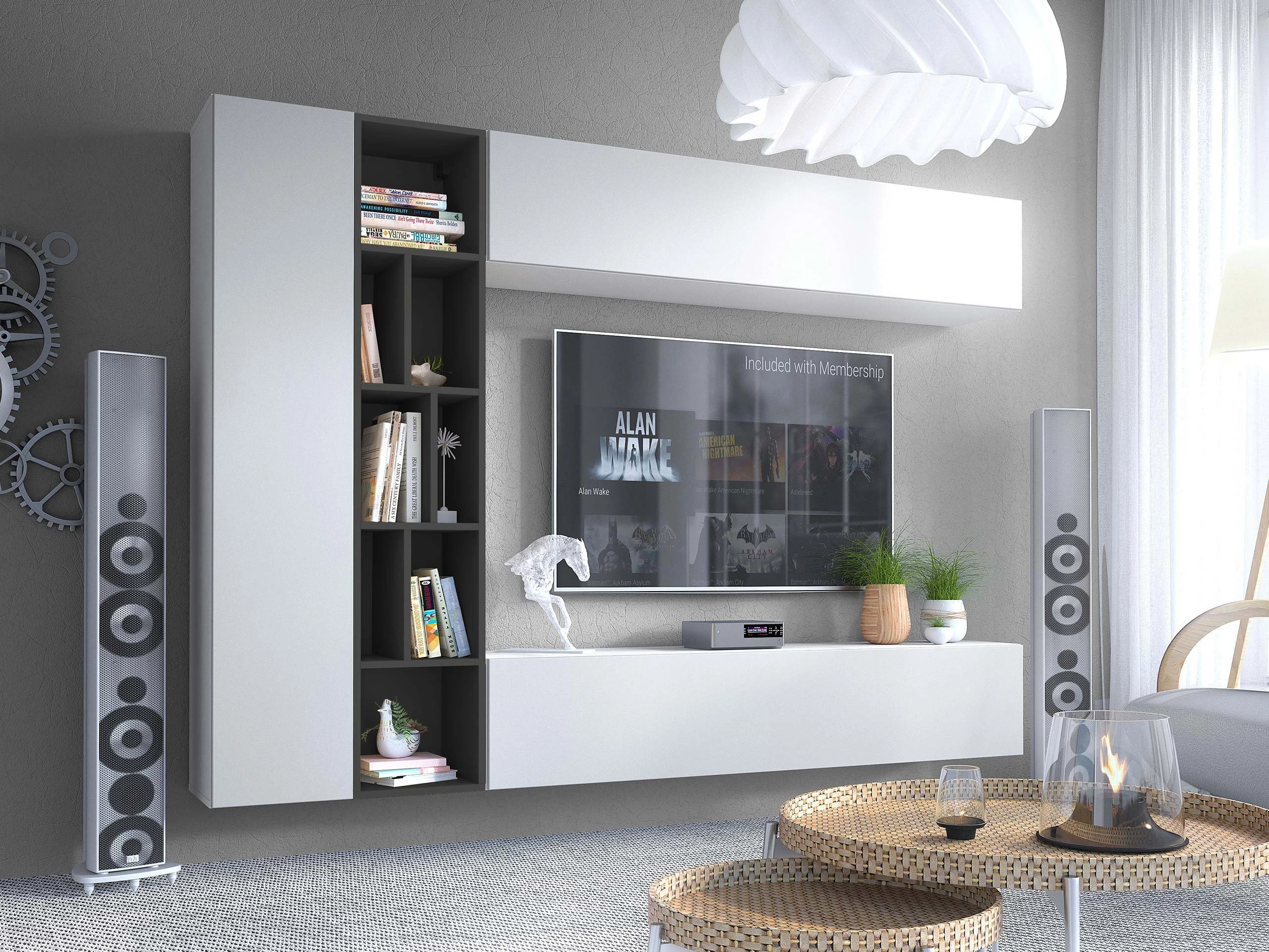 Set de living Comfivo Natura (Alb + Grafit)