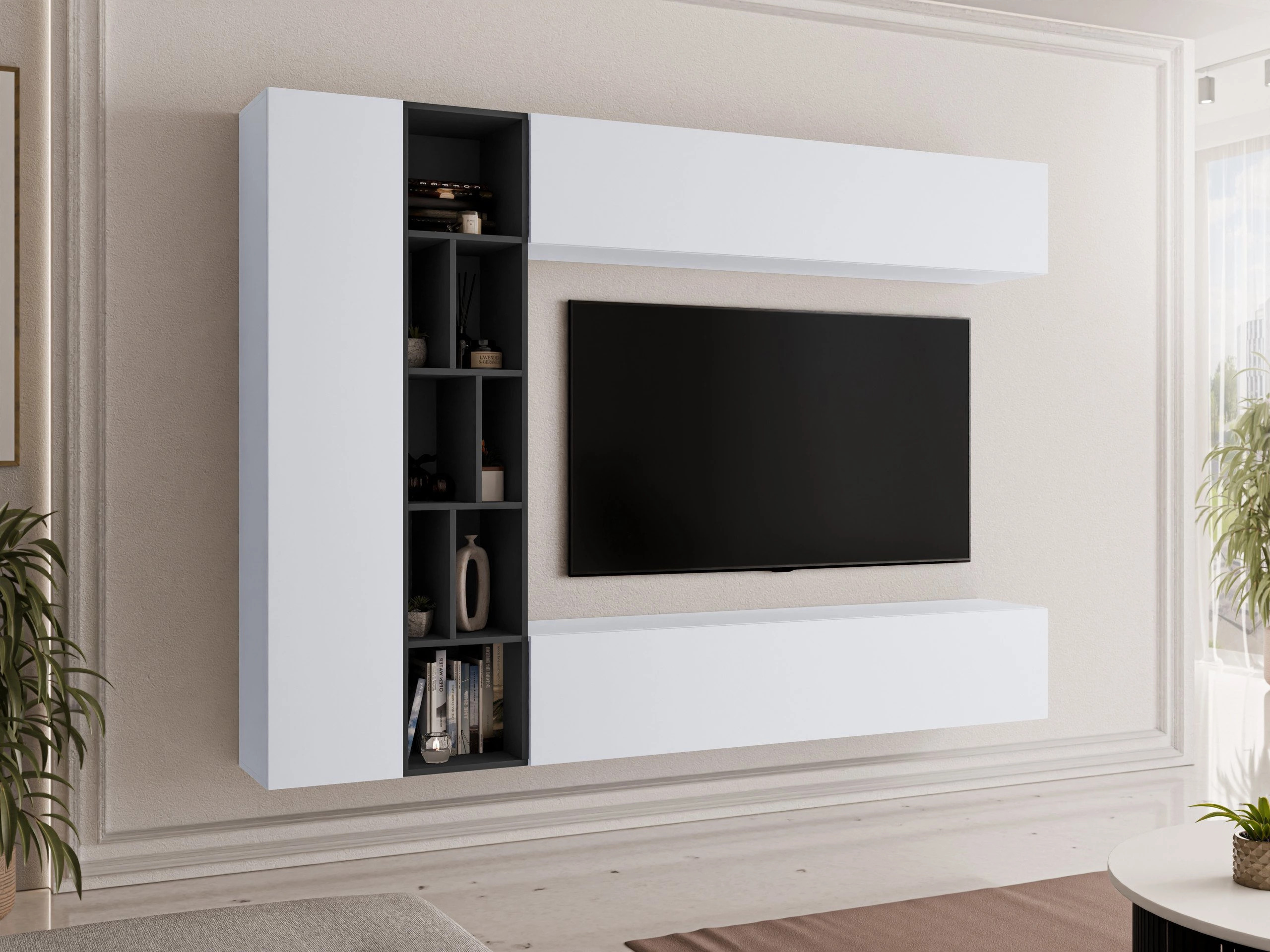 Set de living Comfivo Natura (Alb + Grafit)