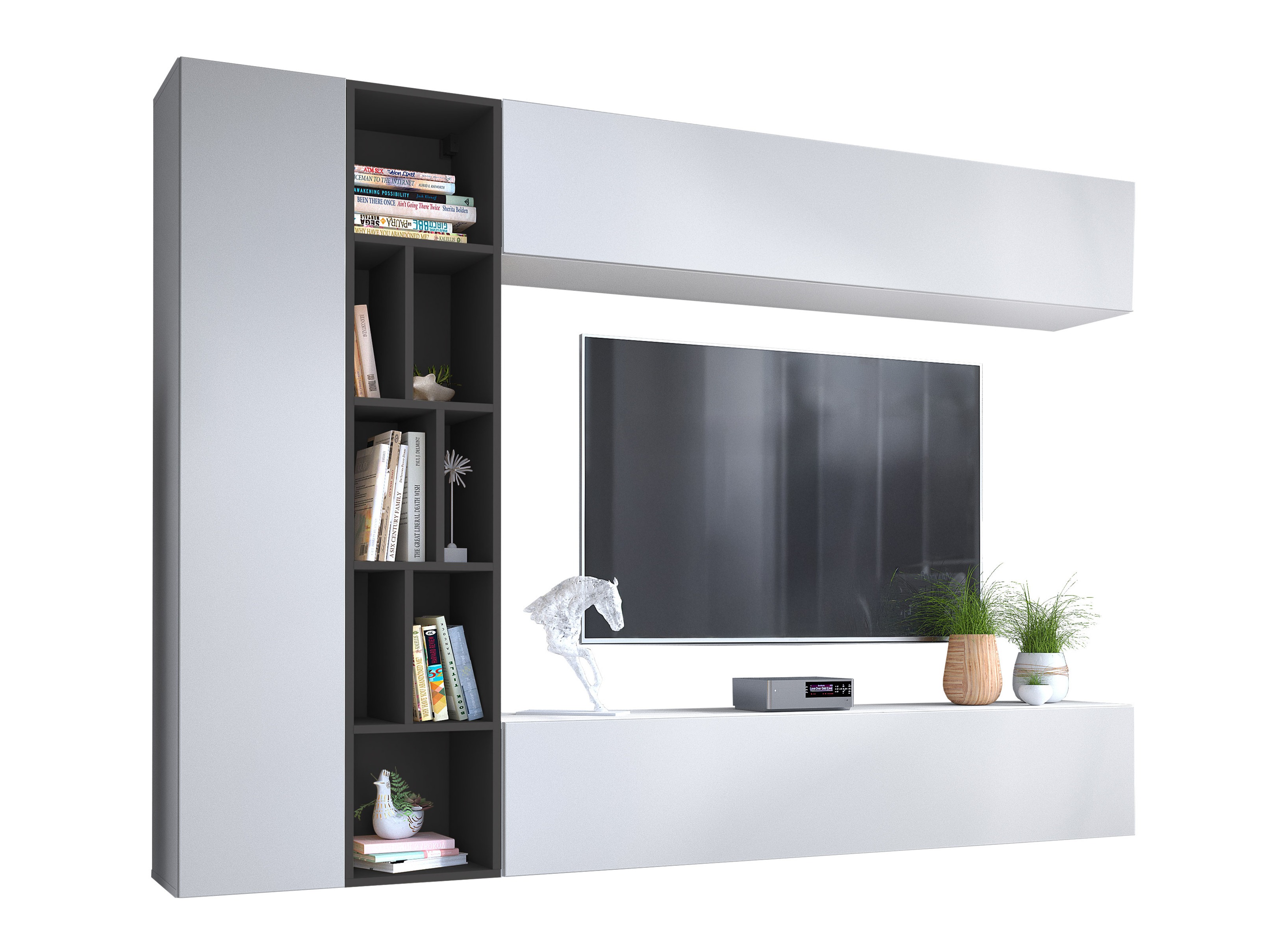 Set de living Comfivo Natura (Alb + Grafit)