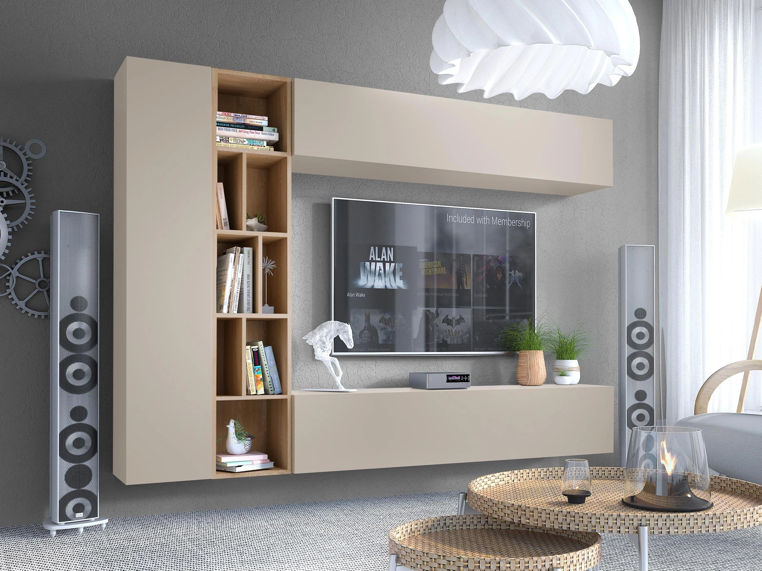 Set de living Comfivo Natura (Cașmir + Stejar artizan)