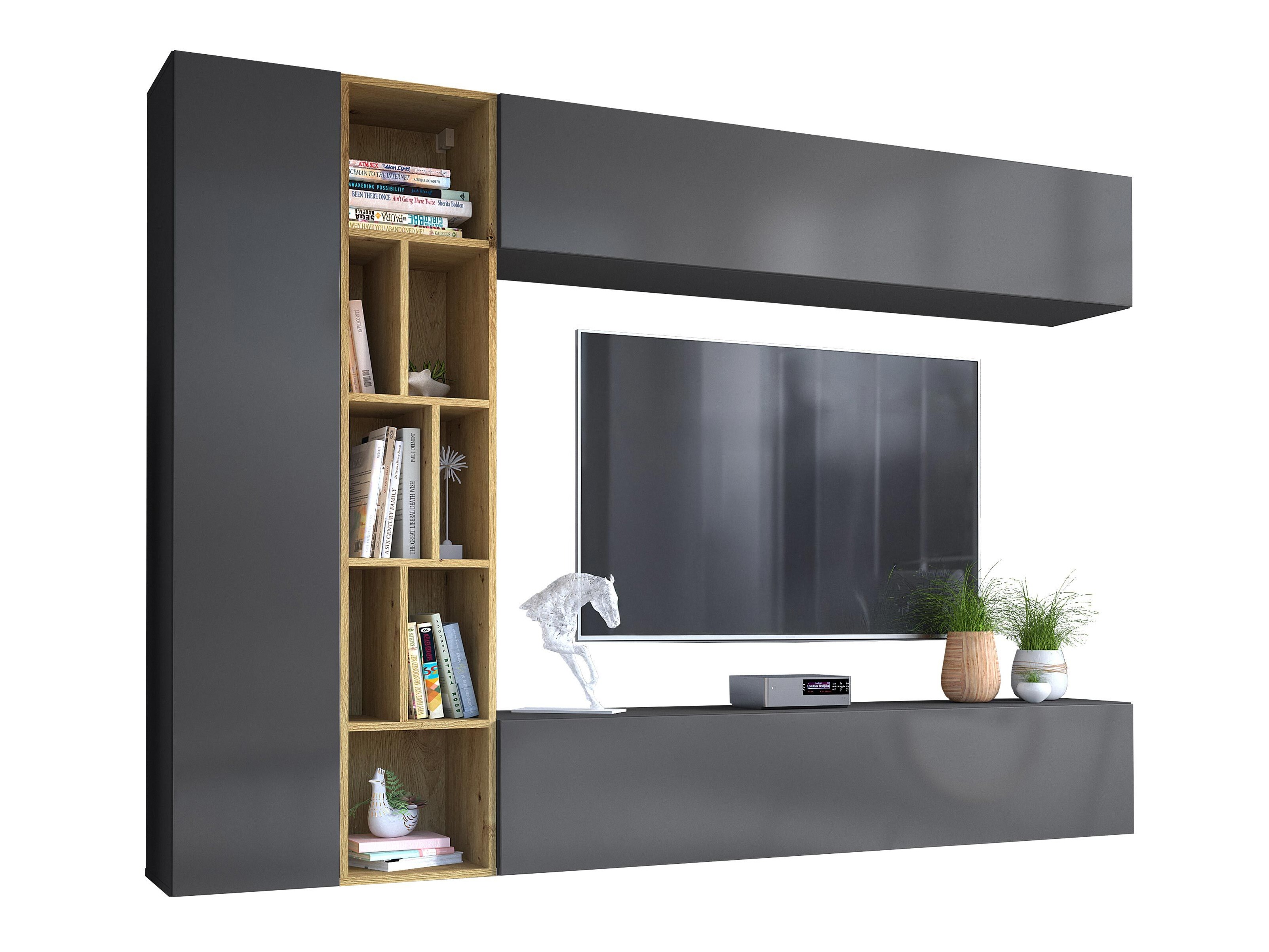 Set de living Comfivo Natura (Gri + Stejar artizan)