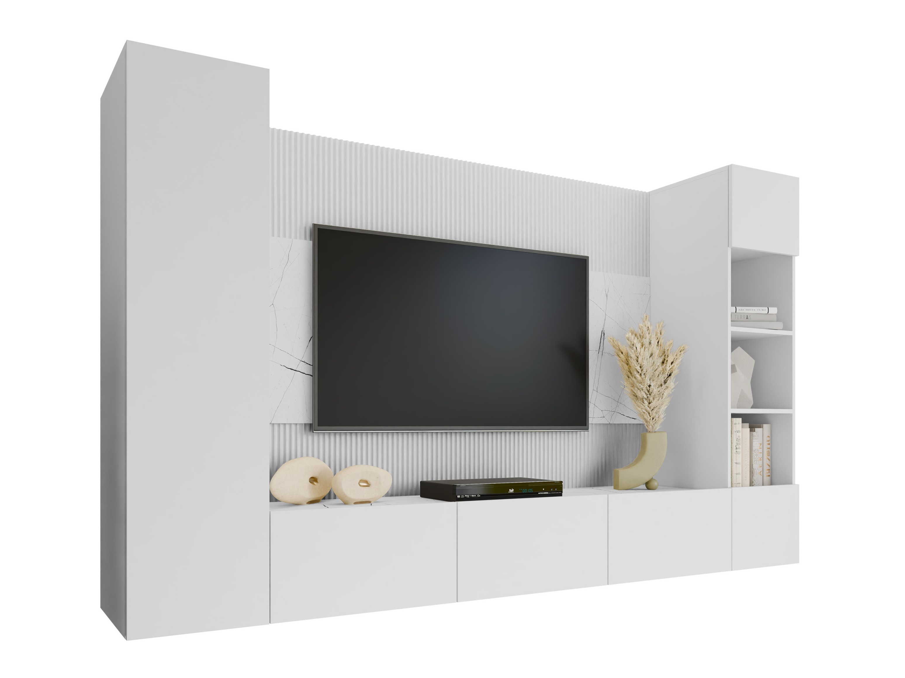 Set de living Comfivo Salix IV (Alb + Marmură albă)