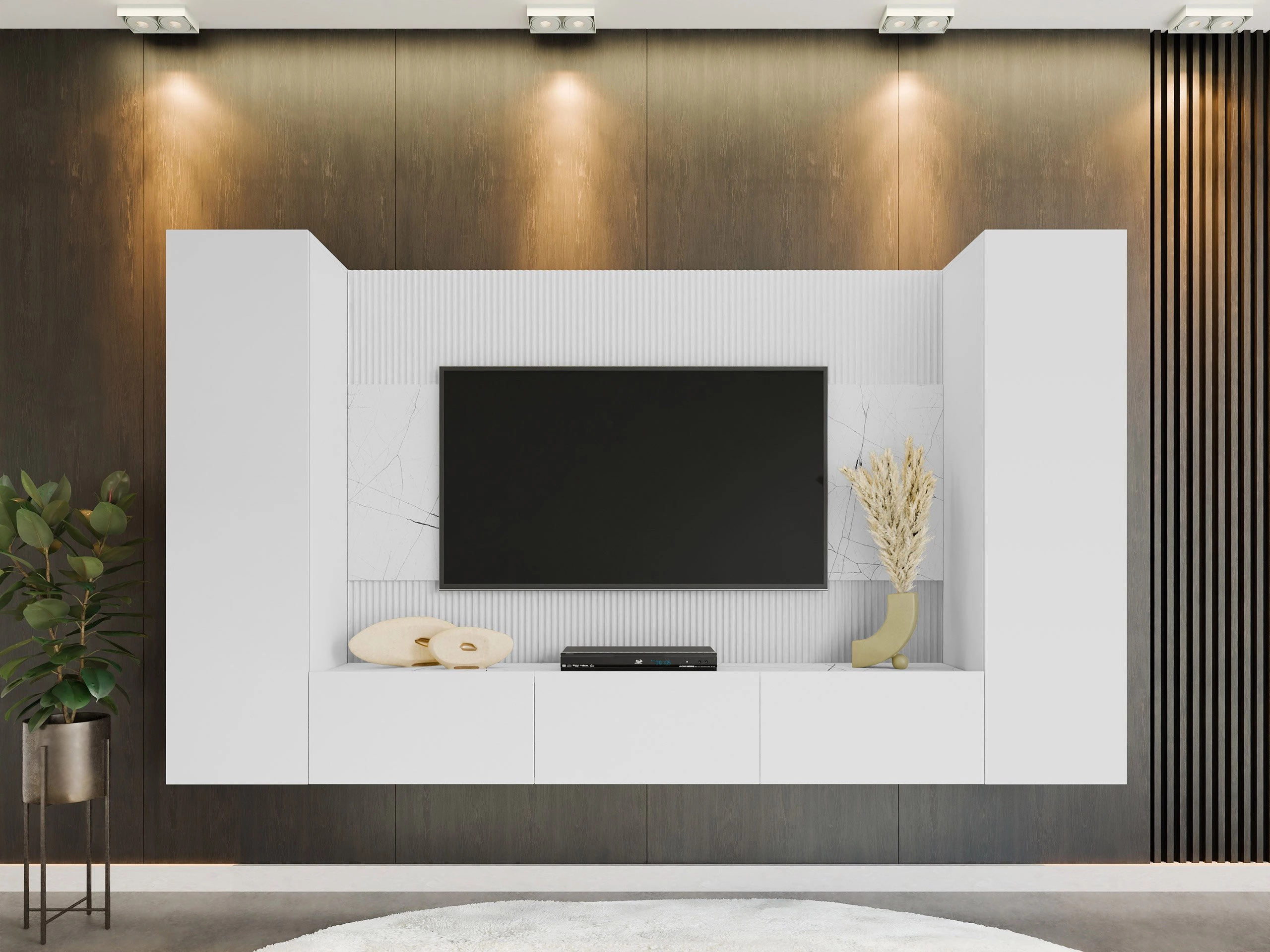 Set de living Comfivo Salix V (Alb + Marmură albă)
