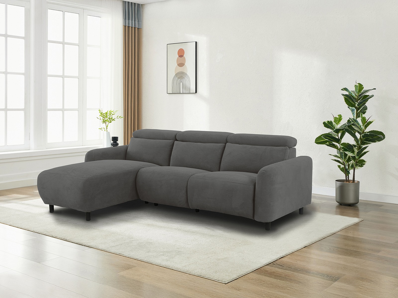 Colțar cu recliner Denton 1510 (Gri inchis)