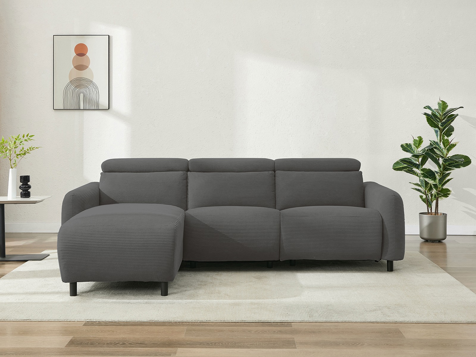 Colțar cu recliner Denton 1510 (Gri inchis)