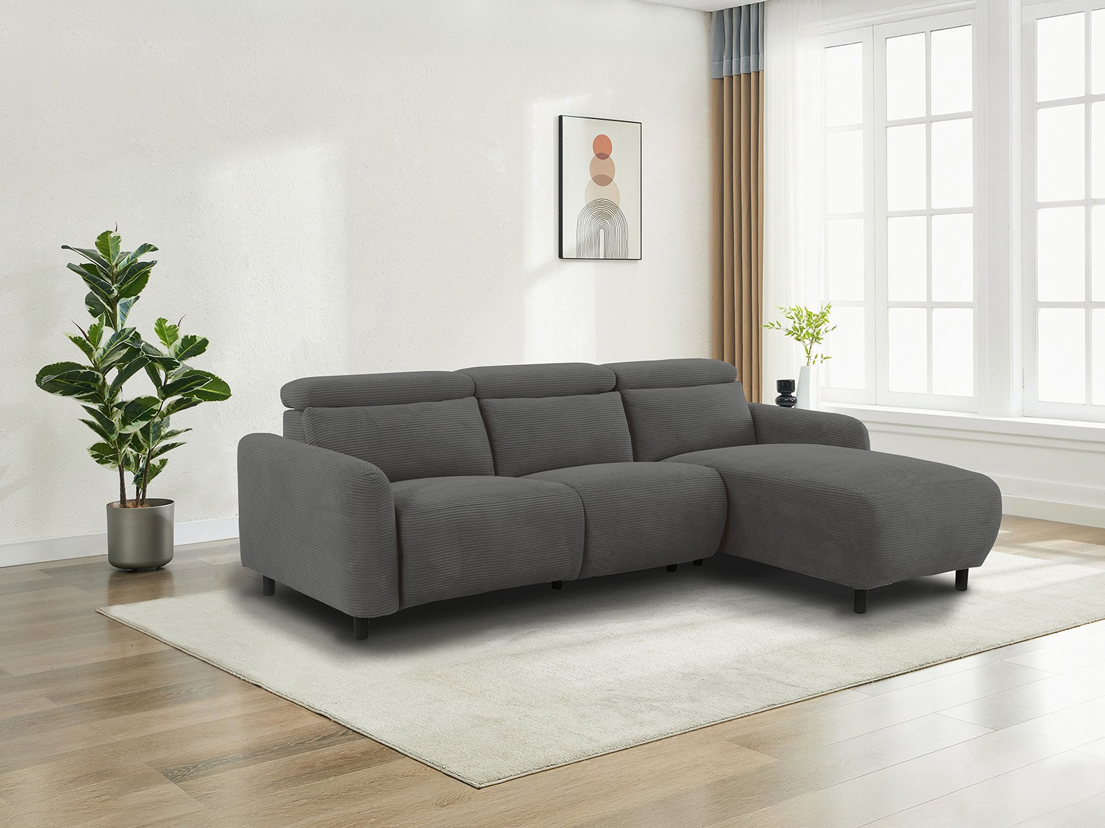 Colțar cu recliner Denton 1510 (Gri inchis)