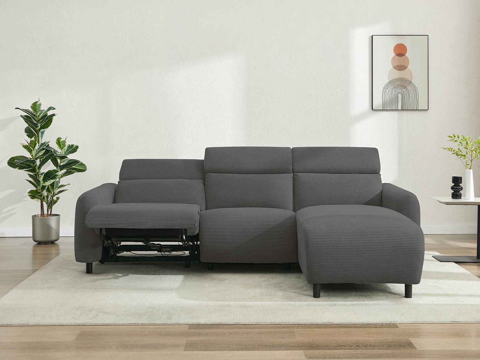 Colțar cu recliner Denton 1510 (Gri inchis)