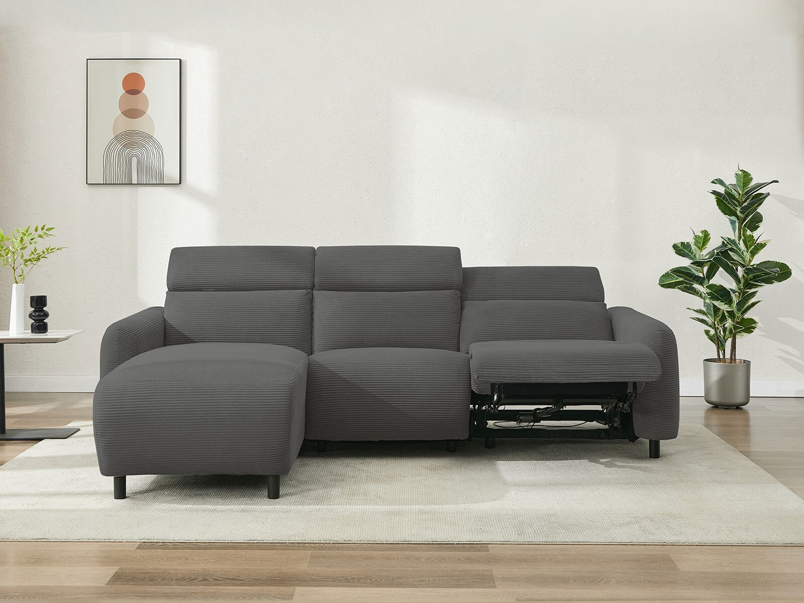 Colțar cu recliner Denton 1510 (Gri inchis)