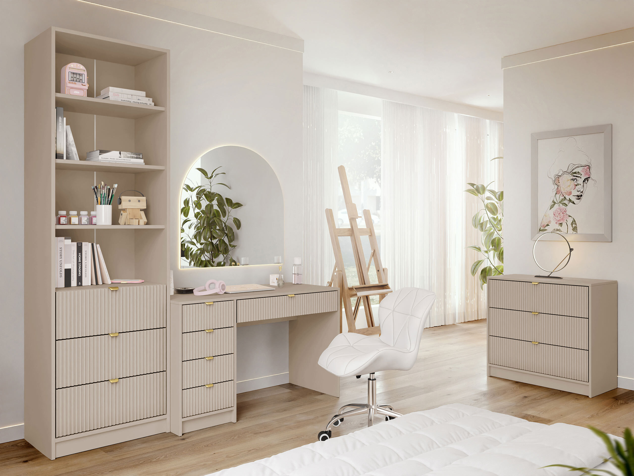 Set birou acasă Comfivo Papilio V (Bej)