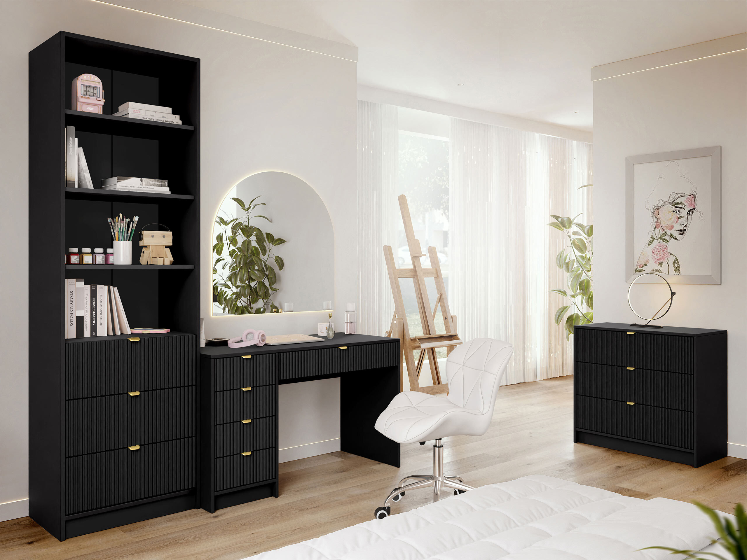 Set birou acasă Comfivo Papilio V (Negru)