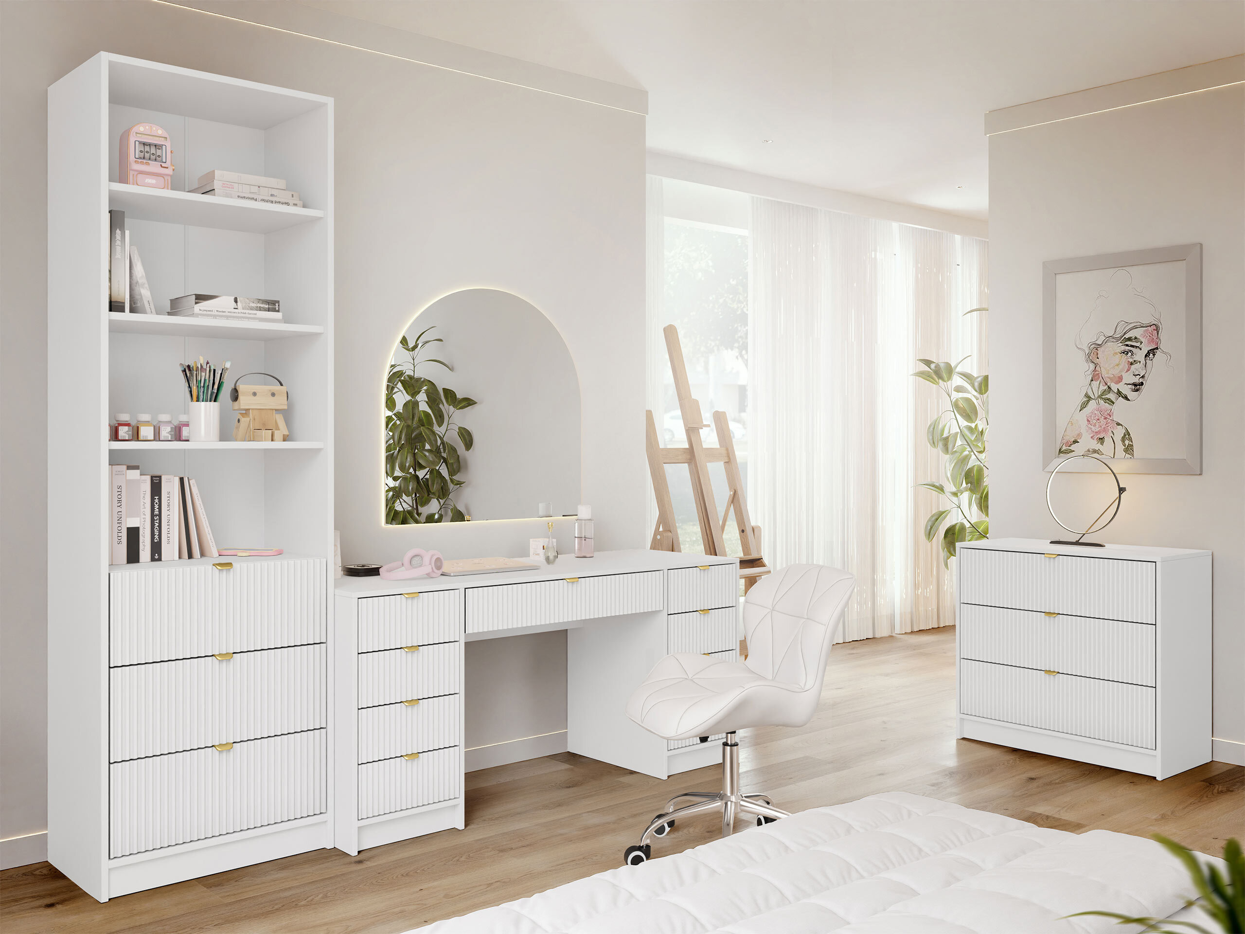 Set birou acasă Comfivo Papilio VI (Alb)