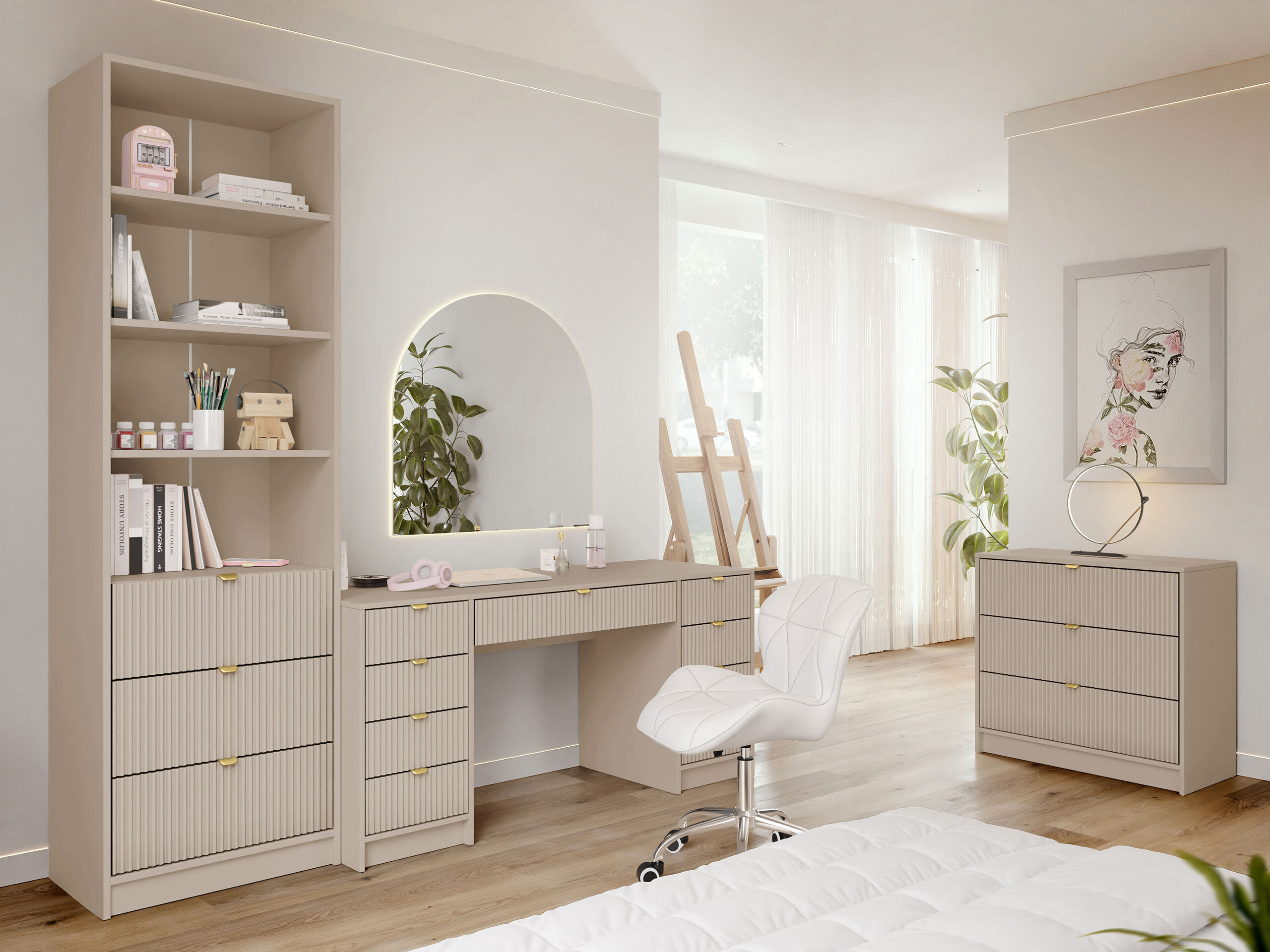 Set birou acasă Comfivo Papilio VI (Bej)