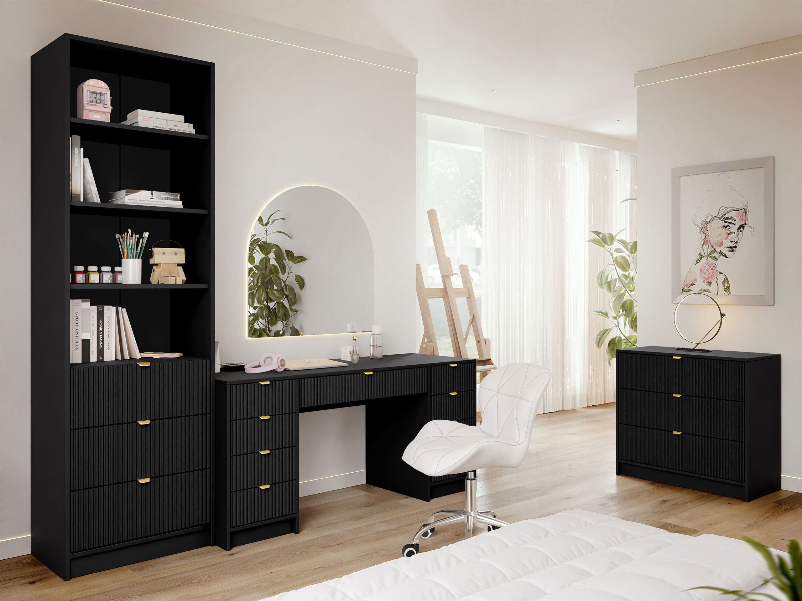 Set birou acasă Comfivo Papilio VI (Negru)