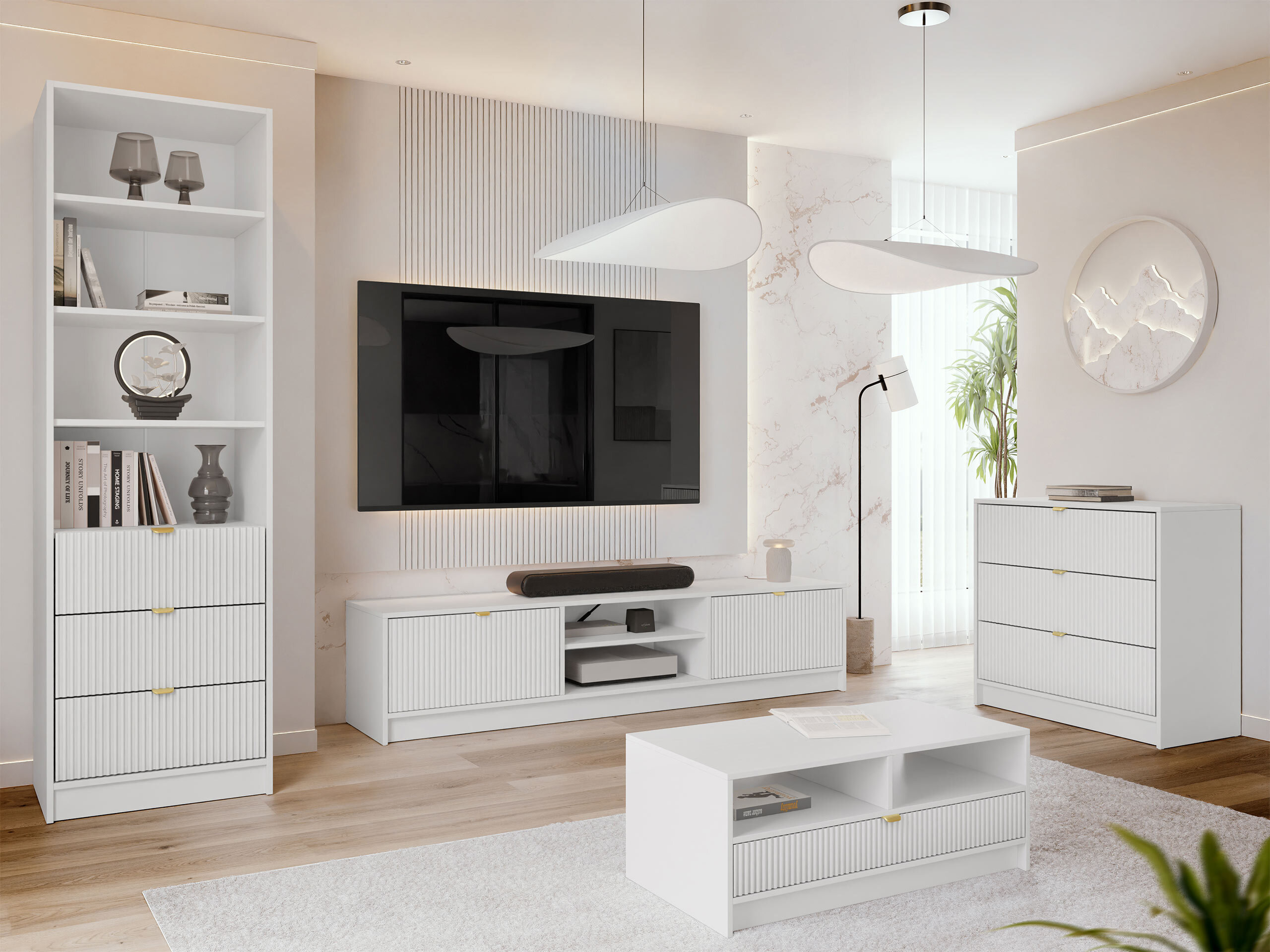 Set de living Comfivo Papilio VII (Alb)