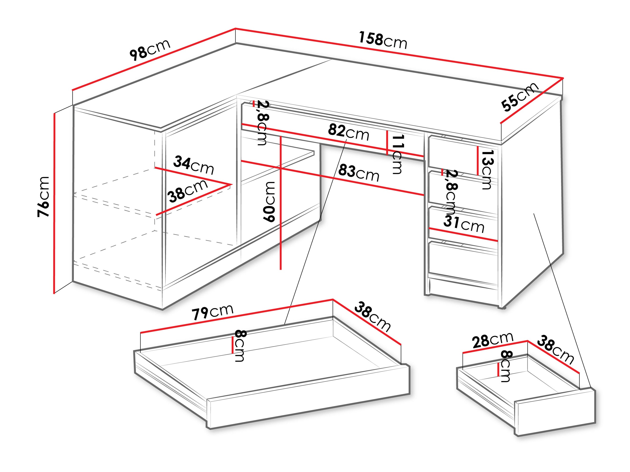 Birou de colt Comfivo 568 (Bej)