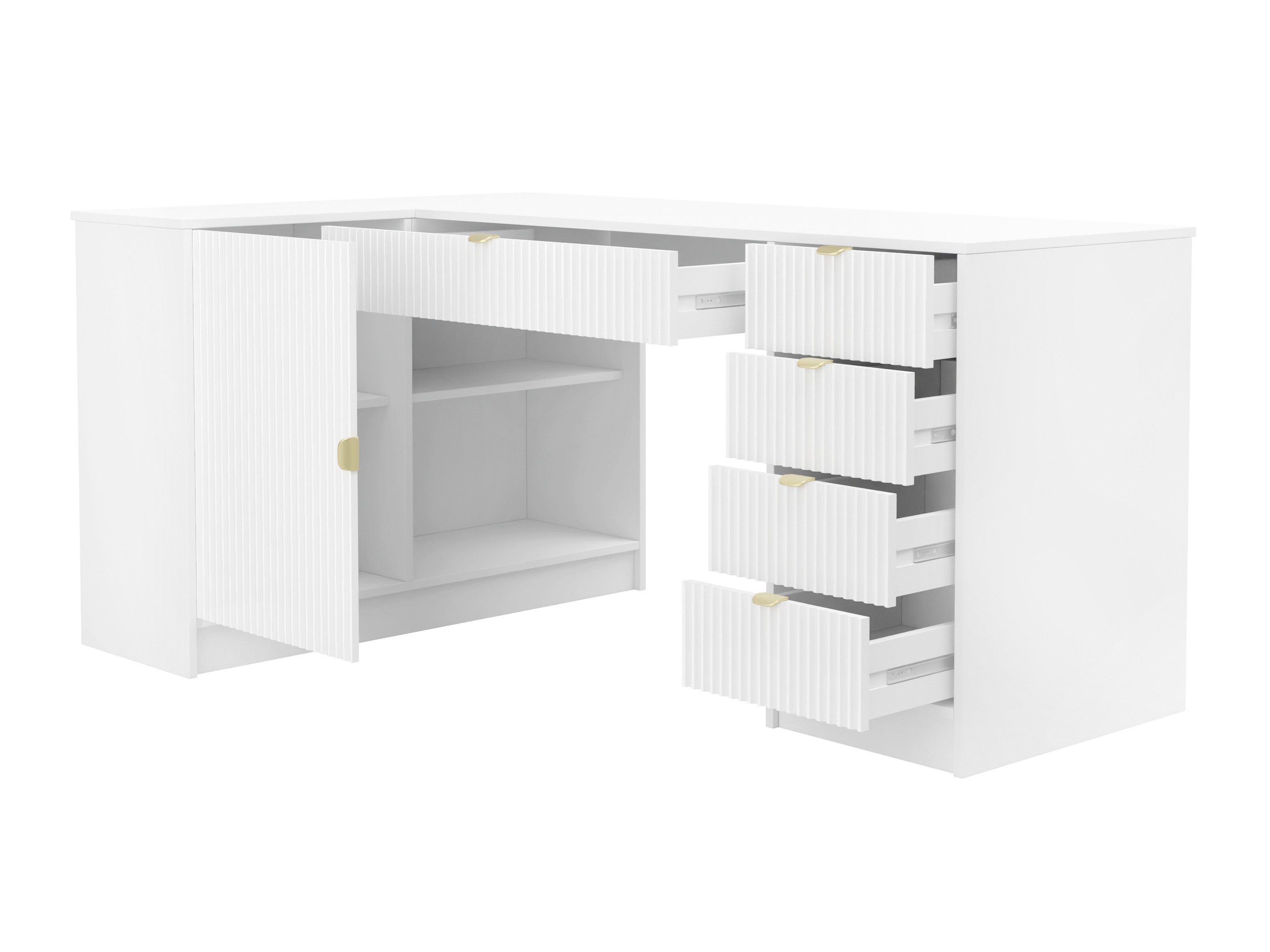 Birou de colt Comfivo Papilio II (Alb)