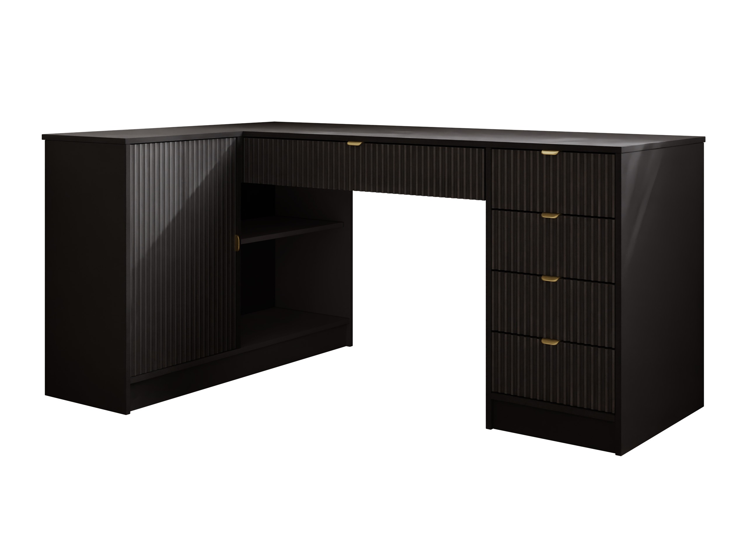 Birou de colt Comfivo Papilio II (Negru)