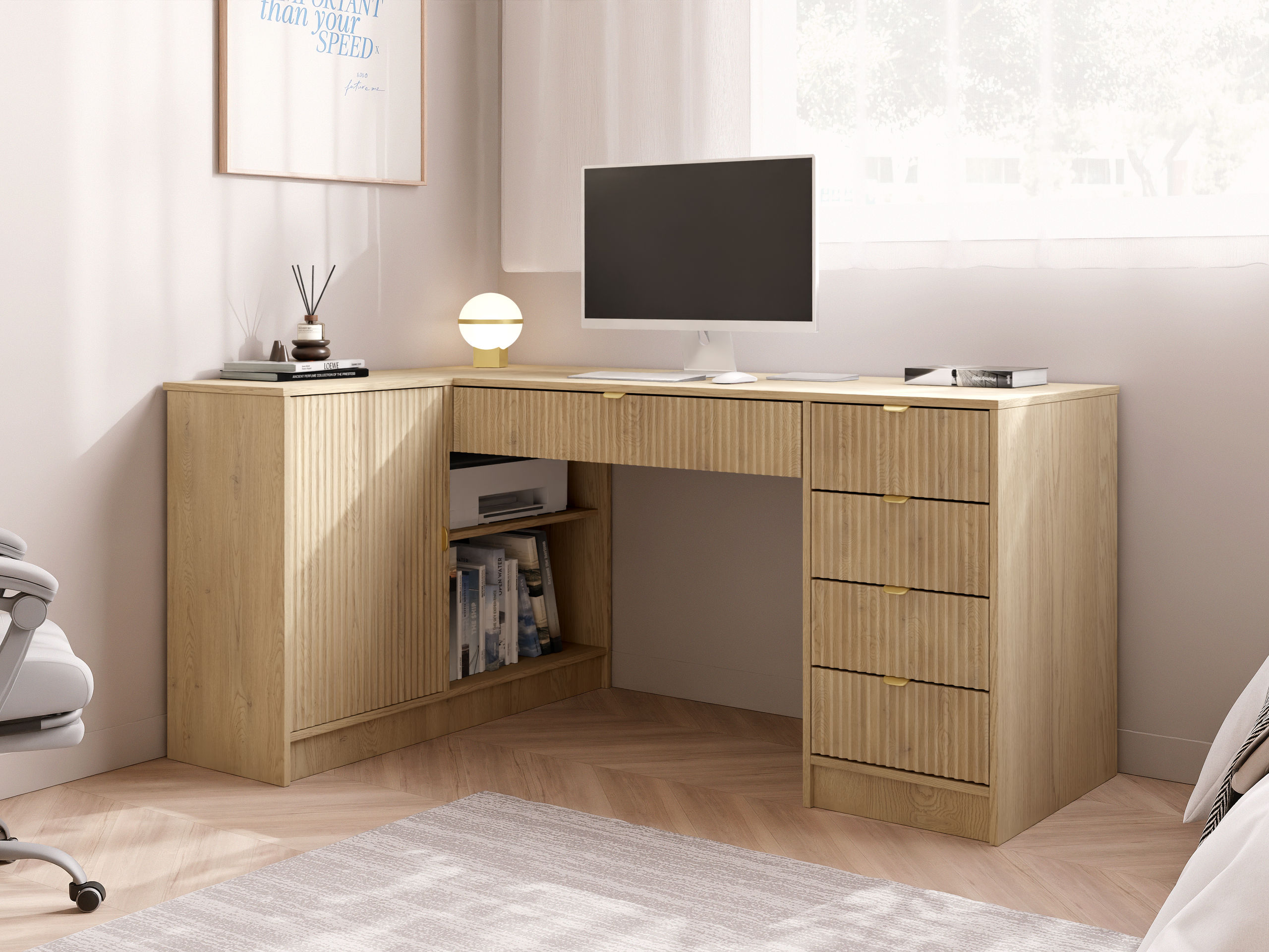 Birou de colt Comfivo Papilio II (Stejar)