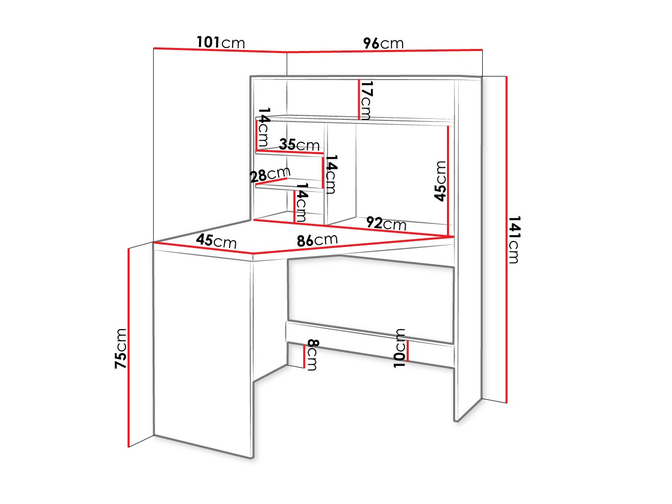 Birou de colt Claral (Cașmir)