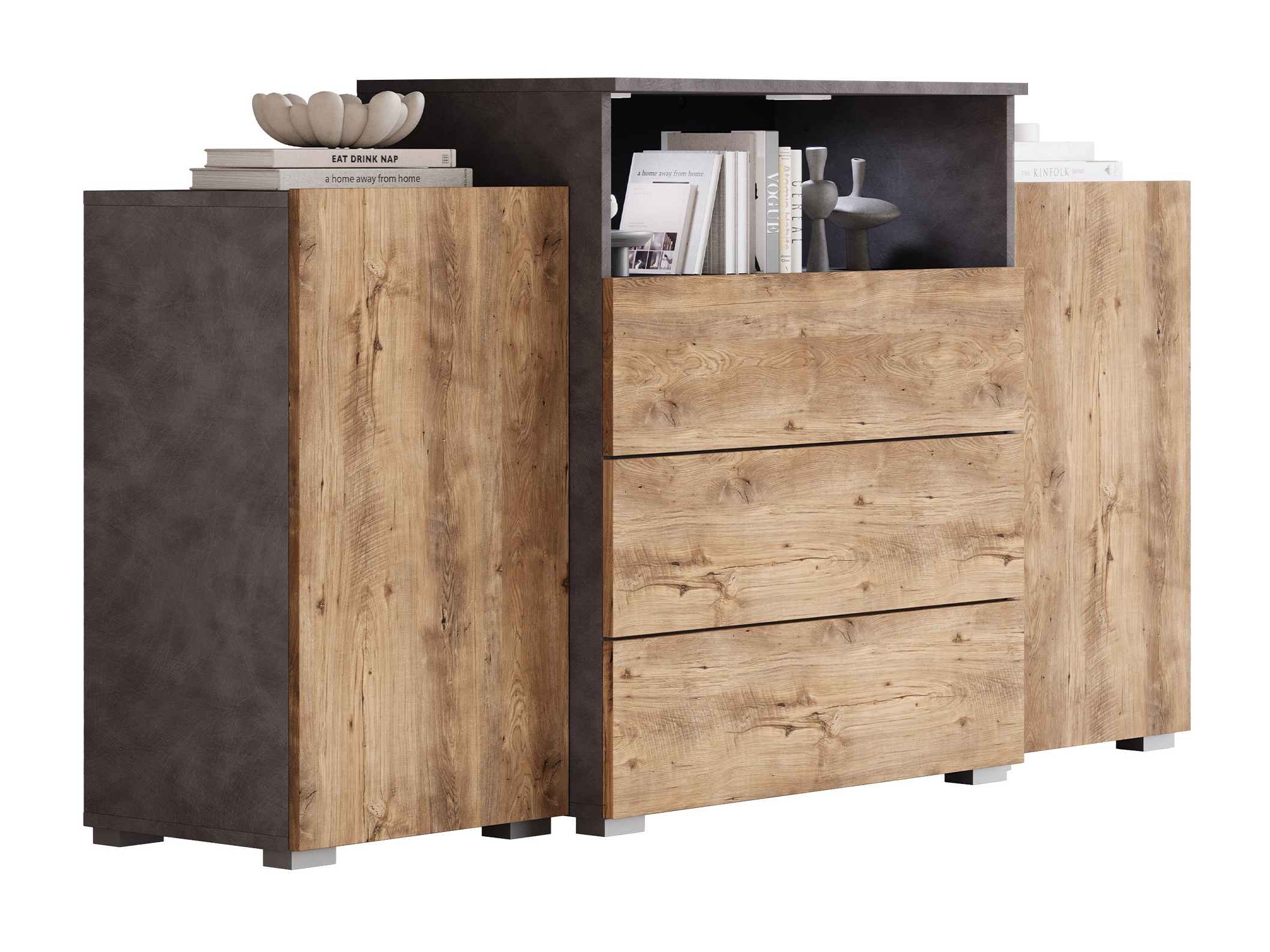 Comodă Sarasota 127 (Matera gri + Castan)