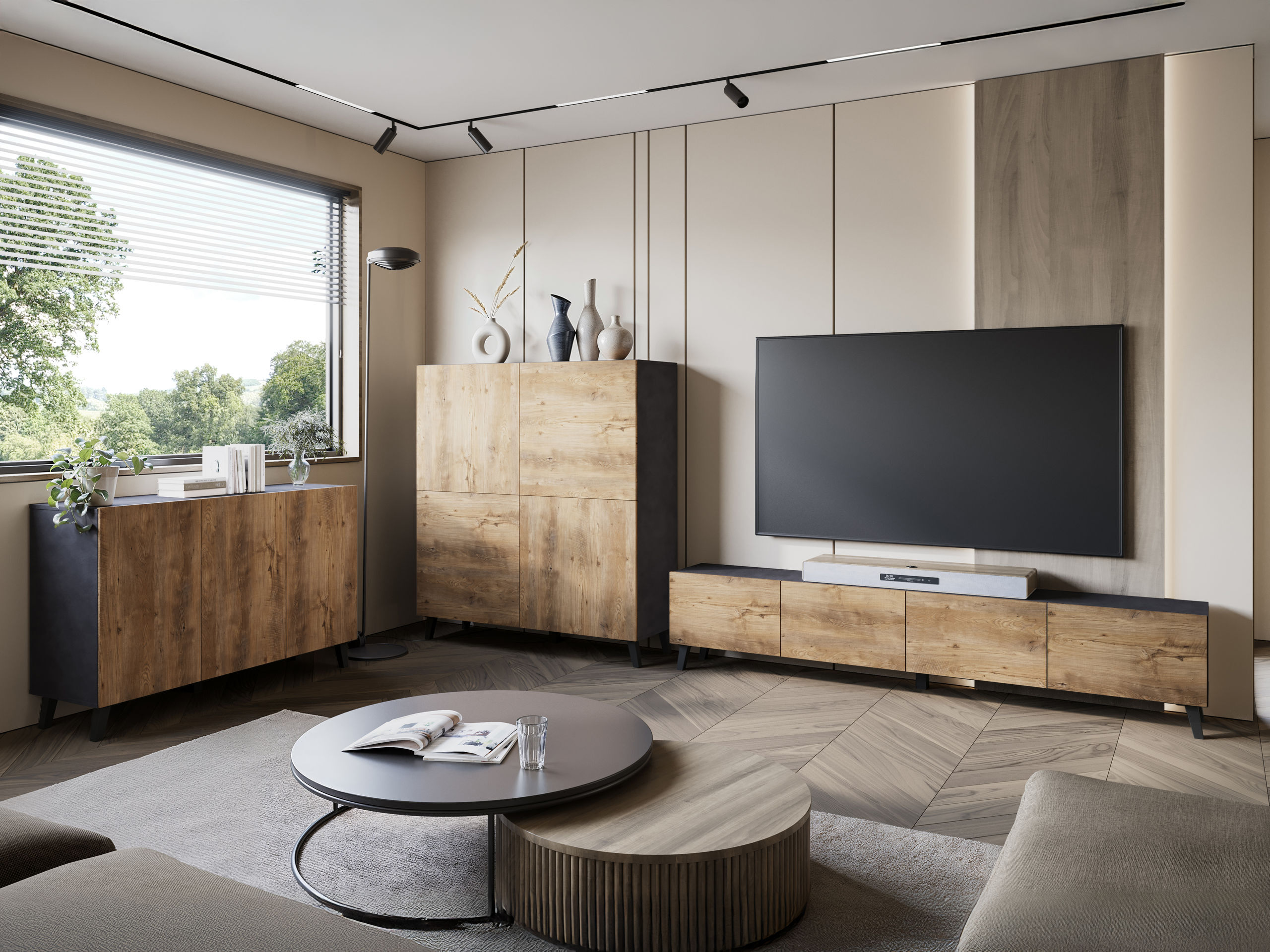 Bufet Levtive 102 (Matera gri + Castan)