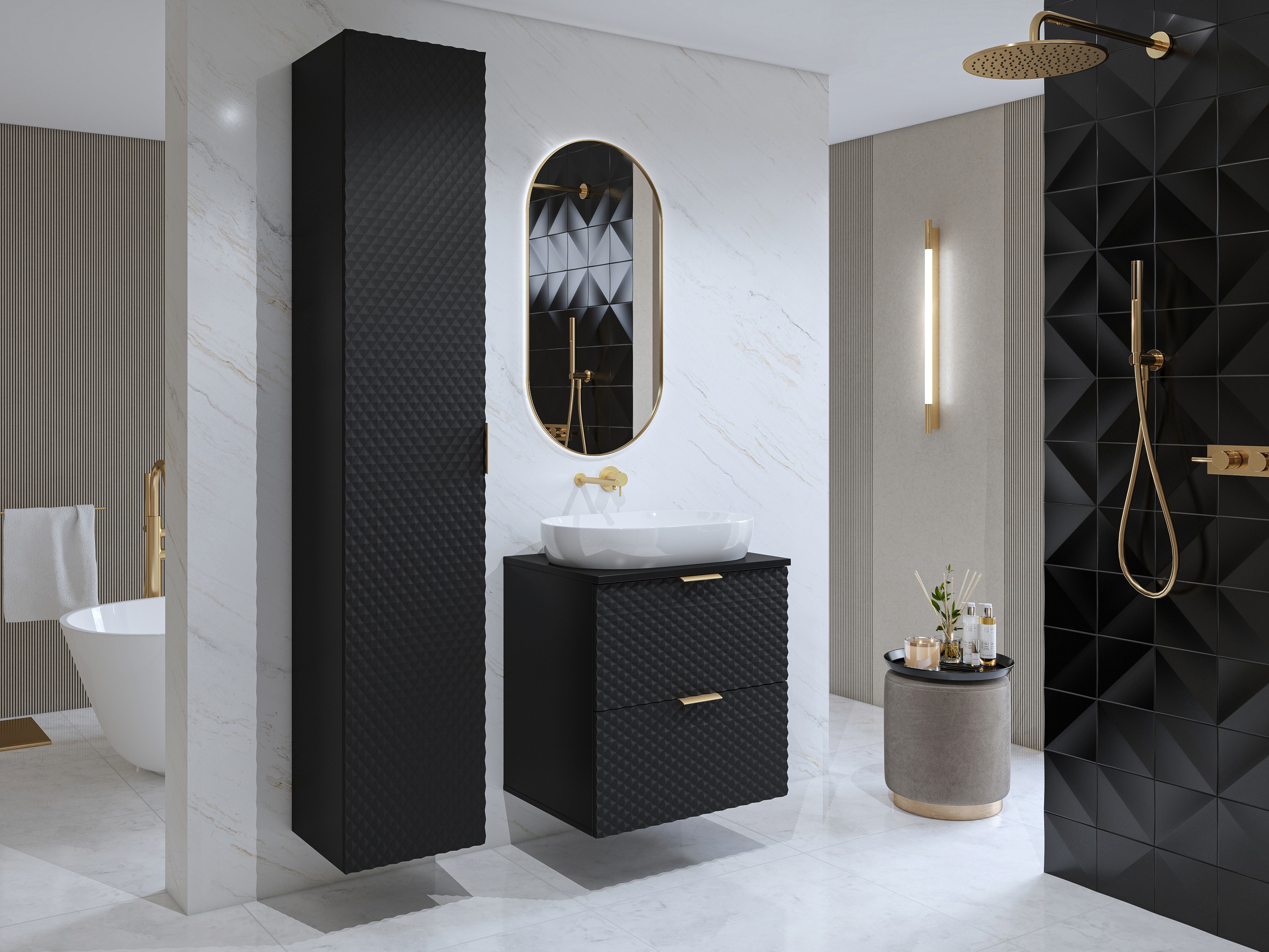Cabinet atârnat pentru baie Liretu 106 (Negru)