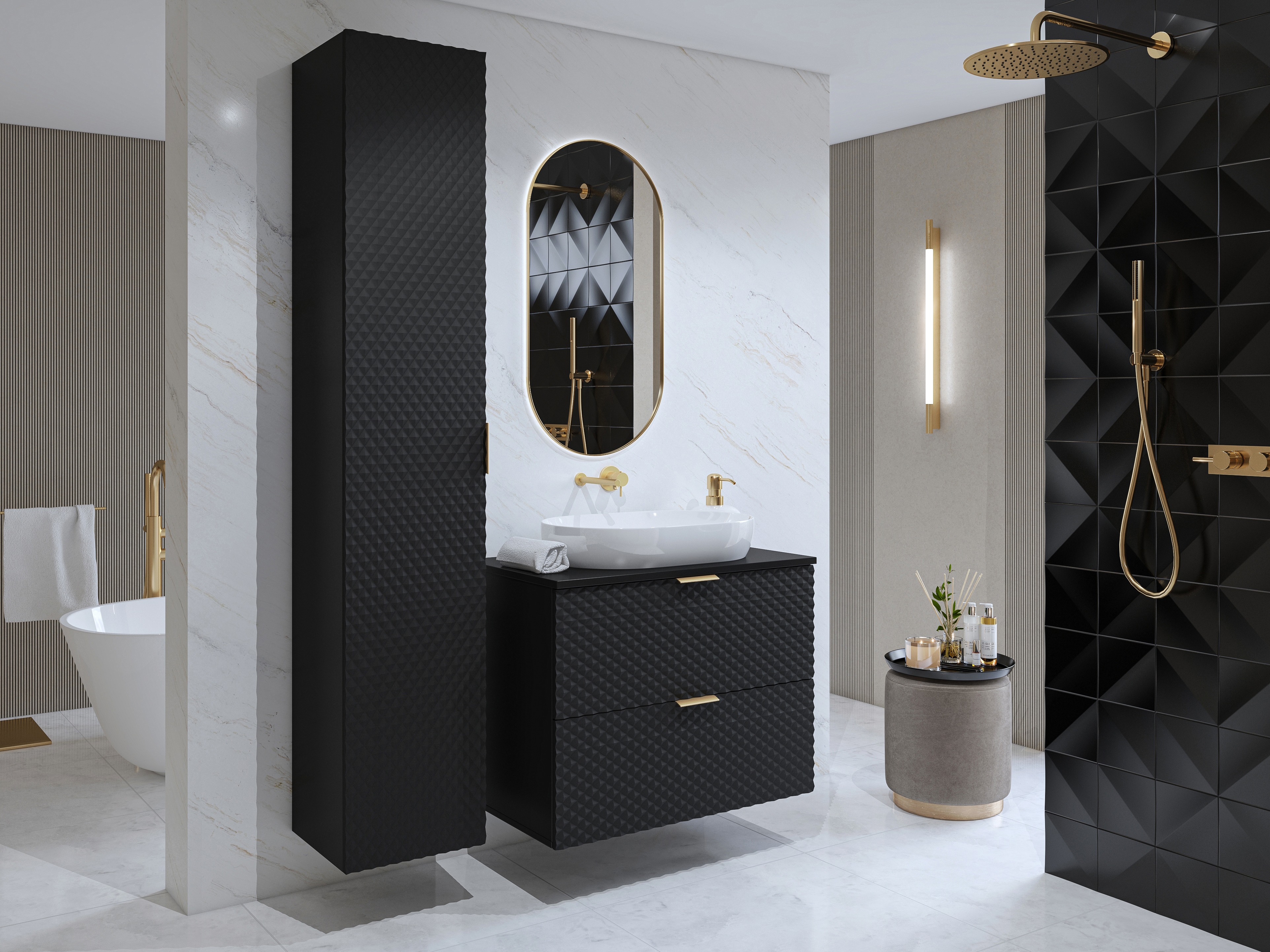 Cabinet atârnat pentru baie Liretu 107 (Negru)