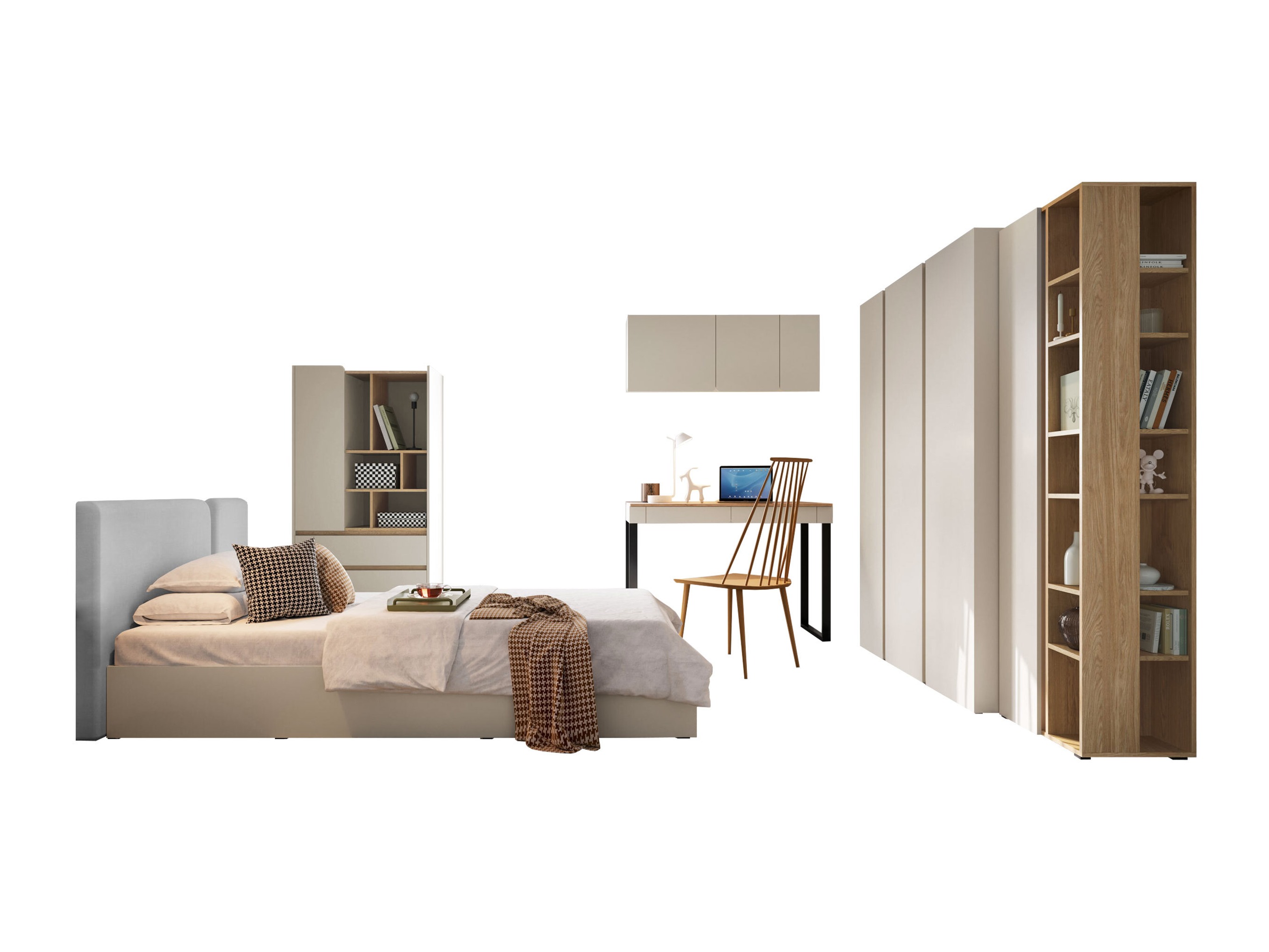 Set de mobilier Fiosono 114 (Bej + Stejar deschis)