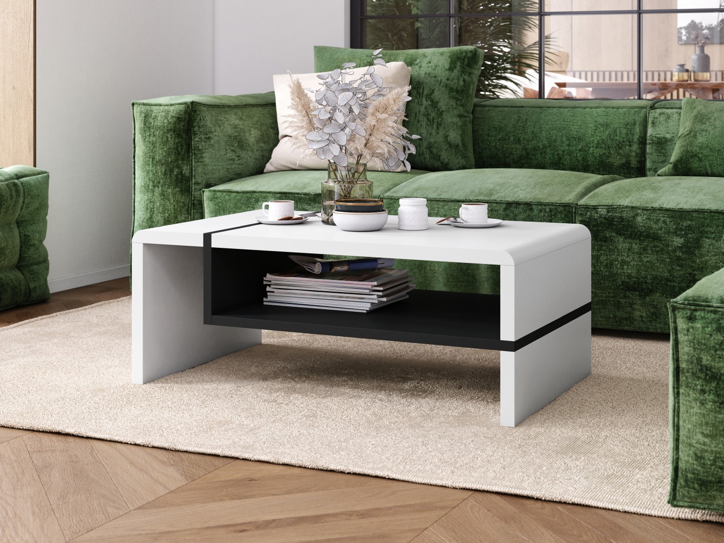 Măsuță de cafea Glendale 102 (Alb + Negru)