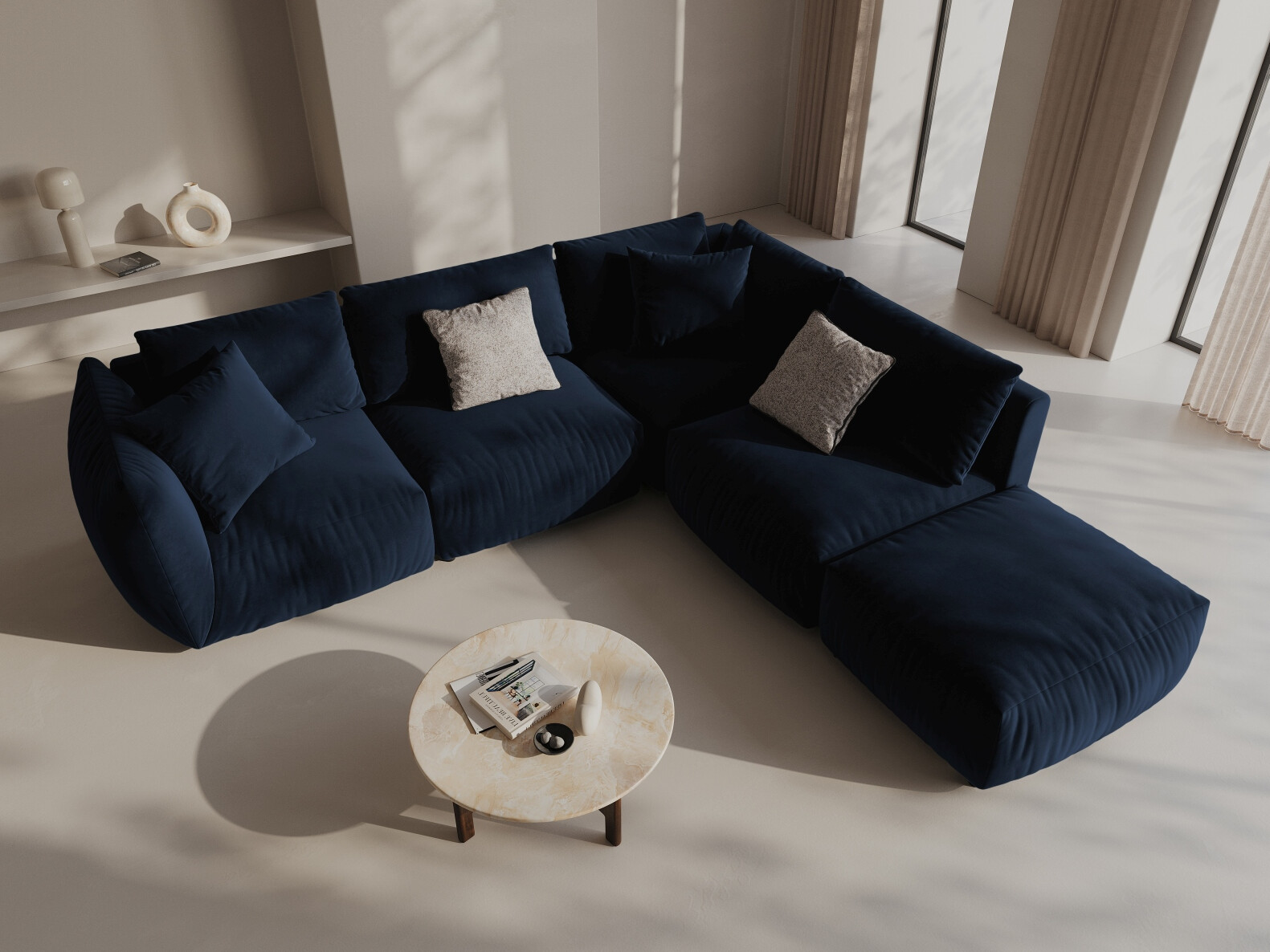 Colțar modular Ruvmone 108 (Casino Deep Blue)